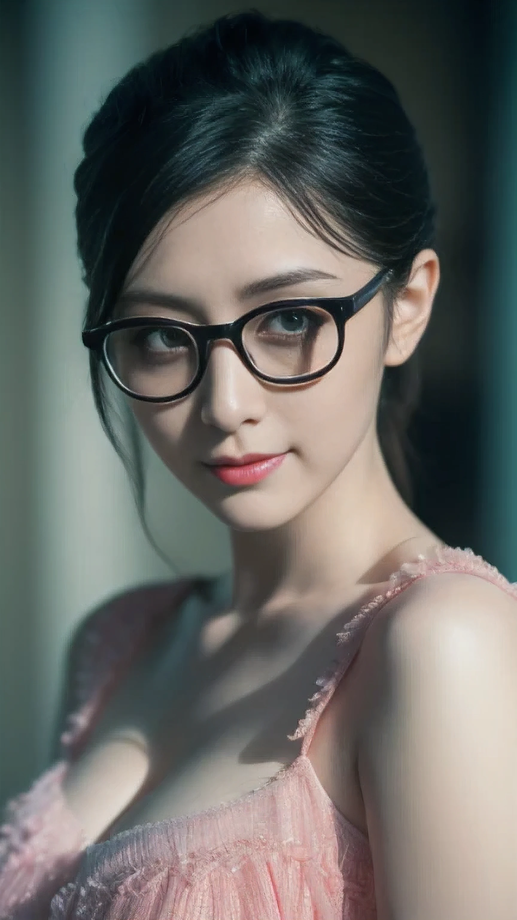 Fan Bingbing，big eyes，Smile，open mouth，blush，ponytail，Glasses，beautiful，charming，posture，split，，sea of roses，Outdoor outing butterfly(actual:1.3), detailed, quality(lifelike:1.2), (best quality), (intricate details), dramatic, Ray tracing, photo, +Laura(High top fade in and out:1.3), dark theme, soothing tone, pastel colors, high contrast, (natural skin texture, Surrealism, soft light, sharp)