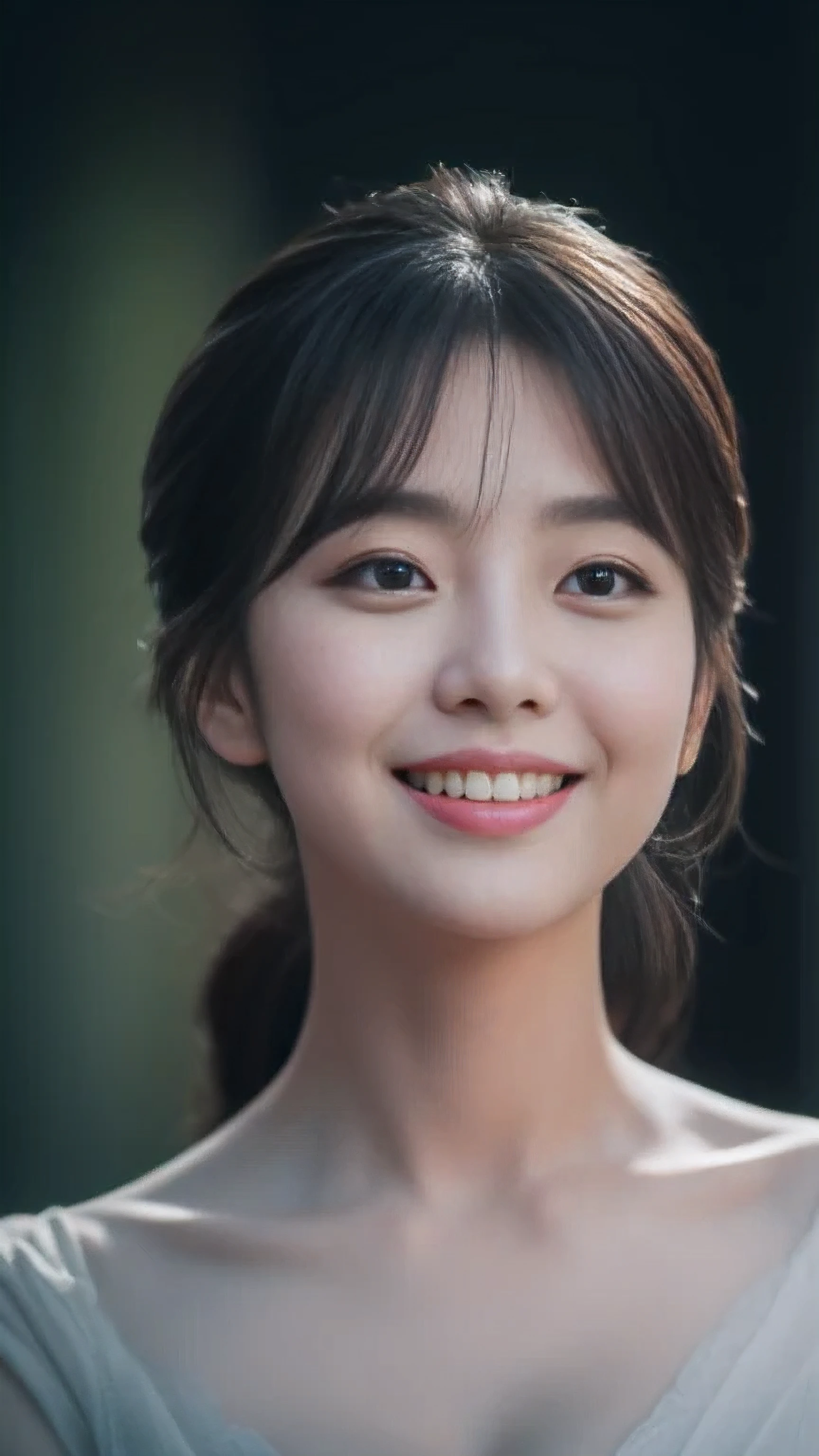 Kim Tae-hee,big eyes,Smile,open mouth,blush,ponytail,beautiful,charming,posture,split,,sea of roses,Outdoor outing butterfly(High top fade in and out:1.3), dark theme, soothing tone, pastel colors, high contrast, (natural skin texture, Surrealism, soft light, sharp)