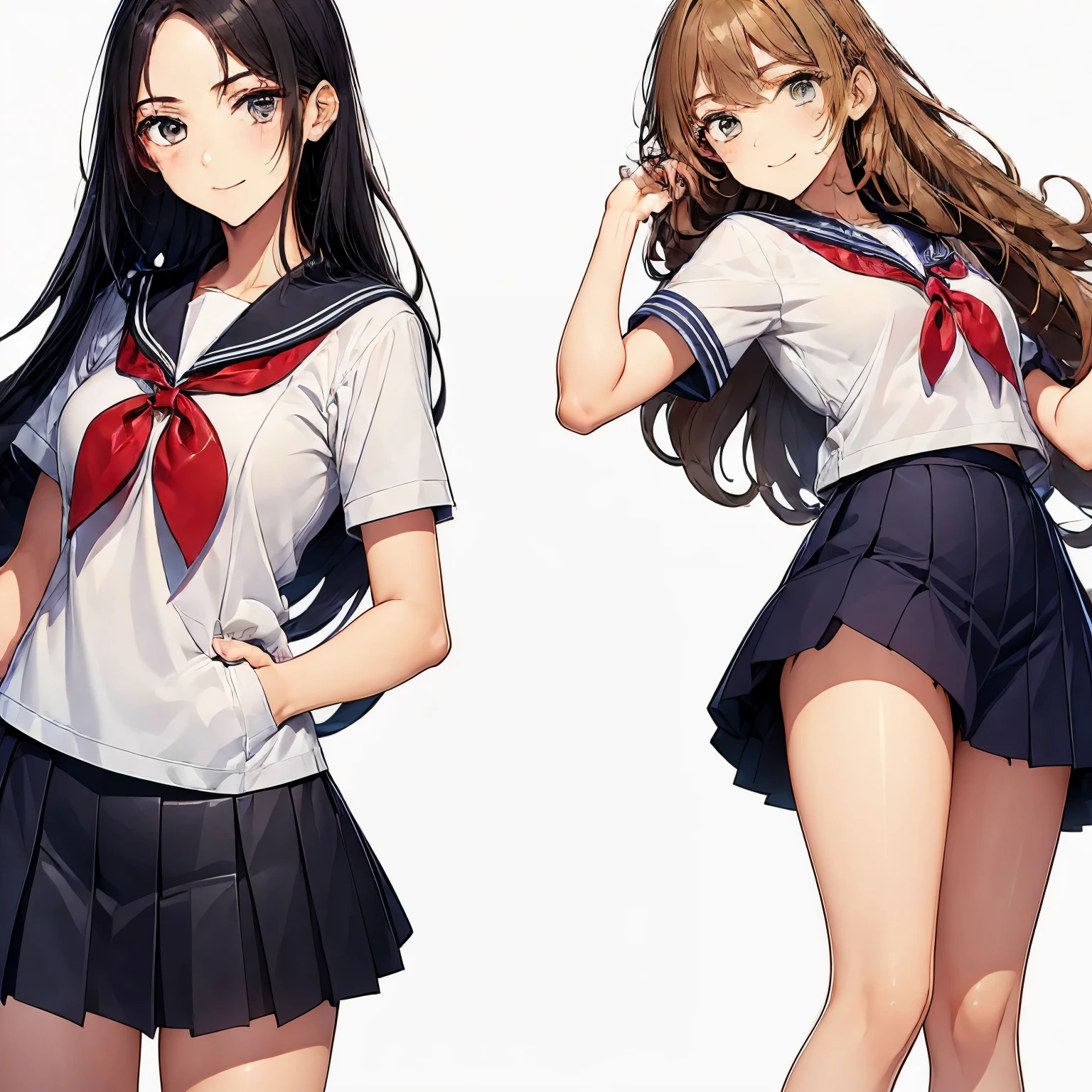high quality,((2girls,chyuri,snuggling,smile)),Japanese high school student,short sleeve sailor school uniform,