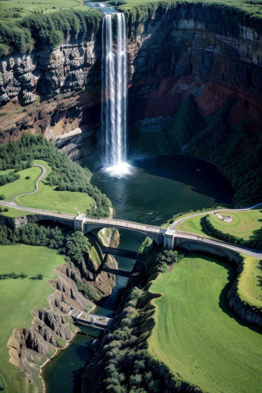 Satellite photo of a huge waterfall