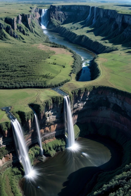 Satellite photo of a huge waterfall