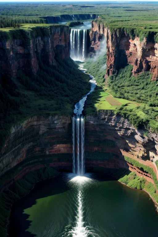 Satellite photo of a huge waterfall