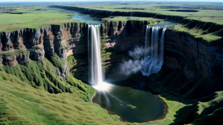 Satellite photo of a huge waterfall