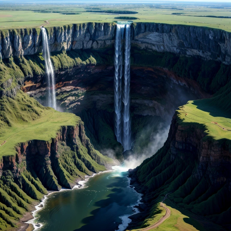 Satellite photo of a huge waterfall