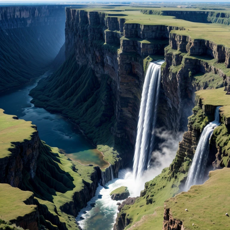 Satellite photo of a huge waterfall