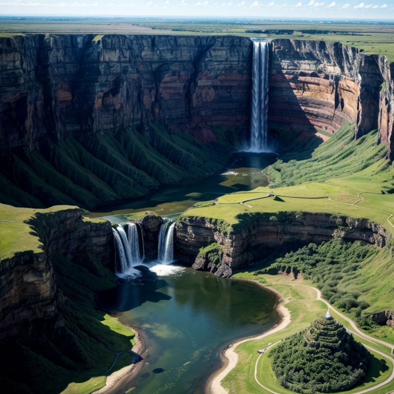 Satellite photo of a huge waterfall