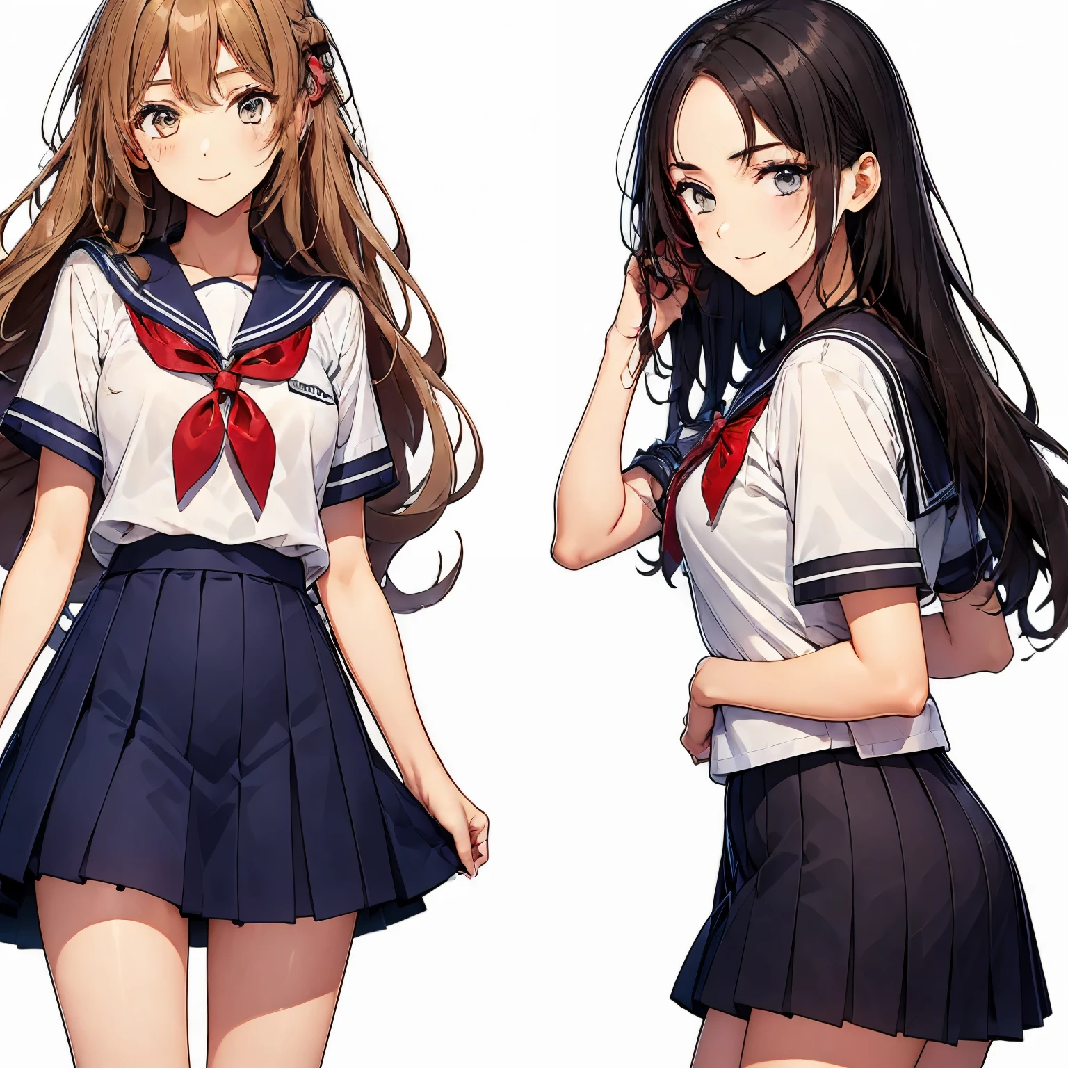 high quality,((2girls,chyuri,snuggling,smile)),Japanese high school student,short sleeve sailor school uniform,