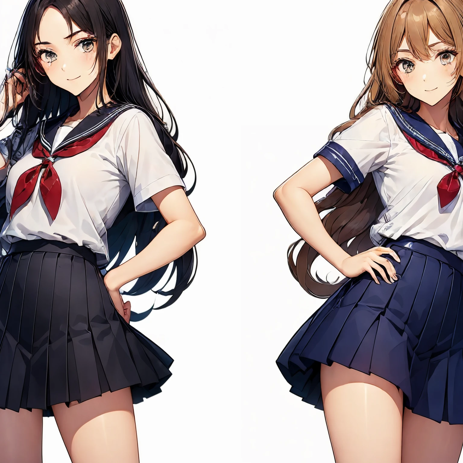 high quality,((2girls,chyuri,snuggling,smile)),Japanese high school student,short sleeve sailor school uniform,