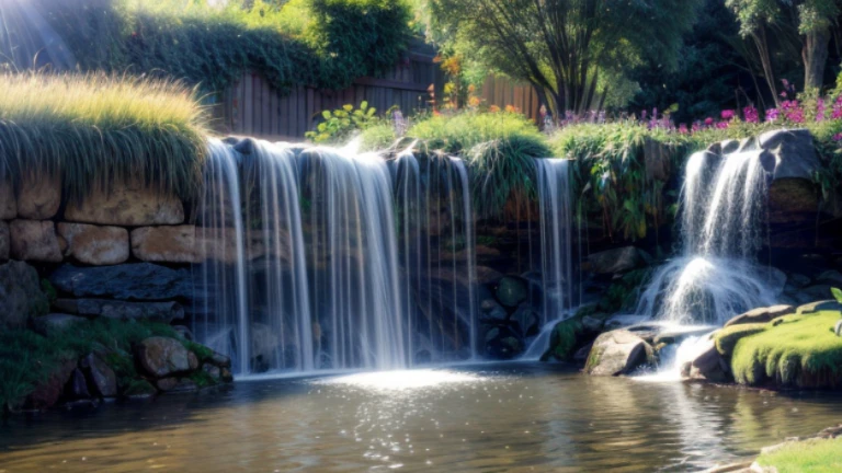 Waterfall made in a box garden