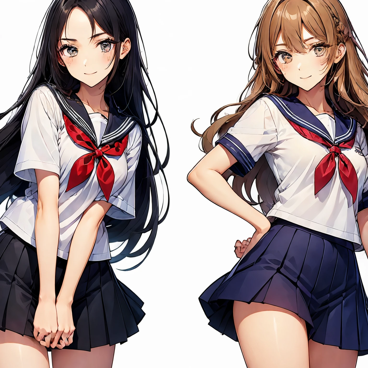 high quality,((2girls,chyuri,snuggling,smile)),Japanese high school student,short sleeve sailor school uniform,