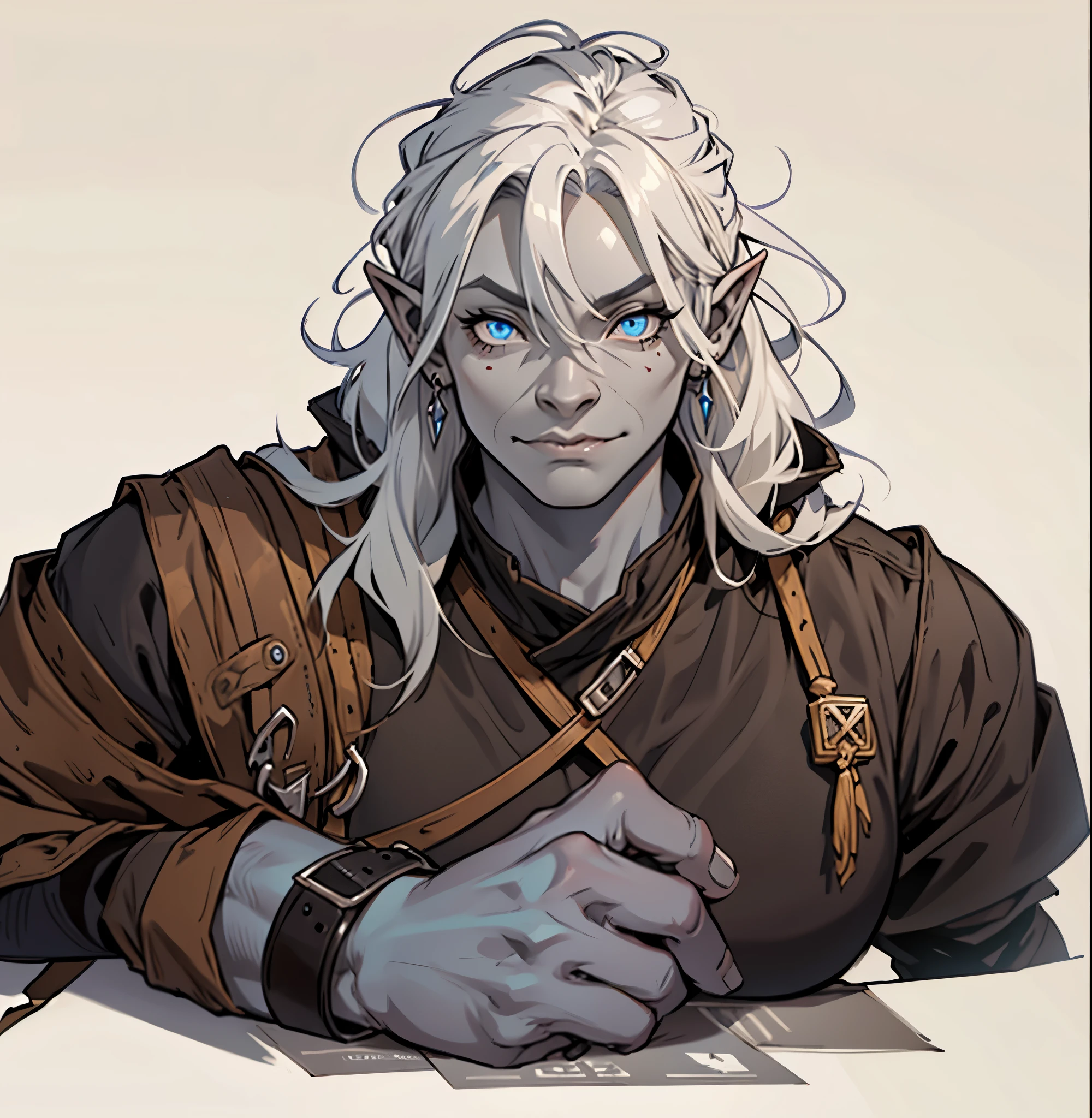 orc, Nonentity, birthday, wrinkles, Young woman, orc gray skin, Blue eyes, gray skin, decrepit, dnd, fantasy, Middle Ages