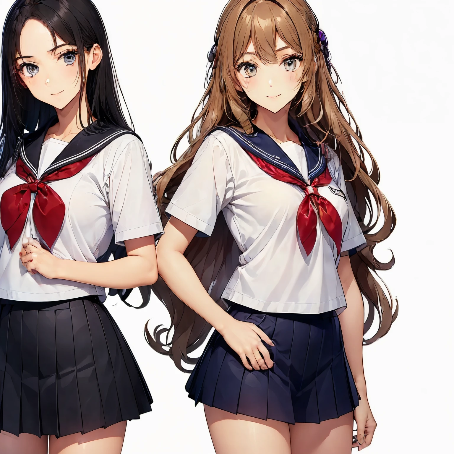 high quality,((2girls,chyuri,snuggling,smile)),Japanese high school student,short sleeve sailor school uniform,