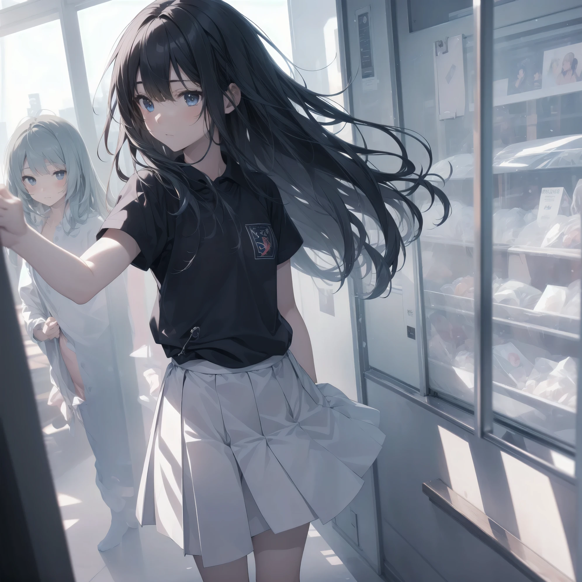 Super absurd quality by the god of art, super detailed, High resolution, artist:Fujiyama, artist:Sekiya_Asami, Best Anime 8K Kona-chan Wallpaper, pixiv contest winner, perfect anatomy, break,(眠そうにalone学校へ行く女の子を描いてください. )break,1 girl, (alone,little woman, baby face, 13 years old:1.3),All limbs, full finger,, The charm of an immature body, (very_short hair), bangs, flat chest, small ass, between legs, small black eyes, detailed and beautiful eyes, Well-proportioned iris and pupils, expressive eyes, sleepy eyes, High resolutionの詳細な髪, neck ribbon, skirt, collared shirt, pleated skirt, school uniform, school bag,(detailed lighting), (detailed background), On the way to school. break,super dense skin, Best cinematic lighting powered by famous artist, 8k,cute illustration,photoshop_(Moderate),Absurd Hi-Res,Hmm,rough skin