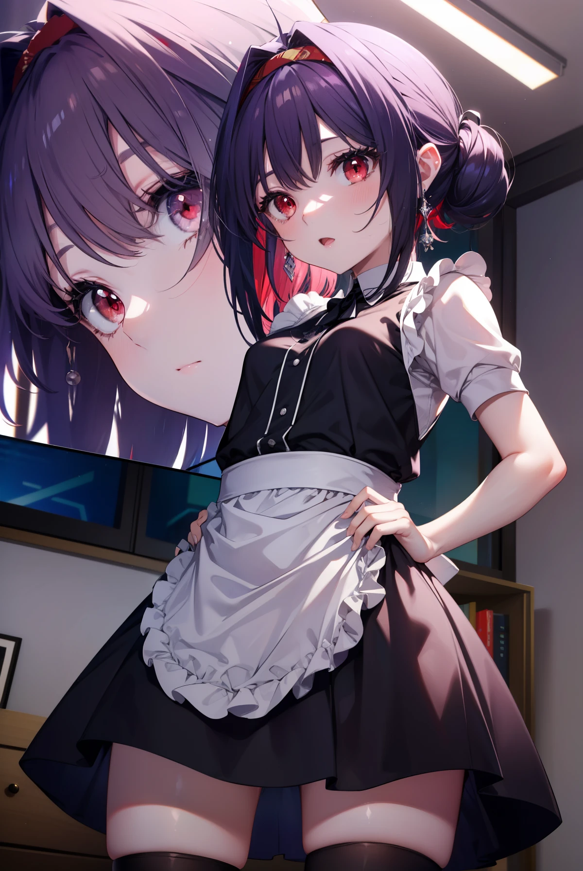 (((masterpiece,Highest Resolution,4K High Resolution,Crisp image quality:1.3)Pussy juice(Detailed Hair,garter belt,(Eyes are hearts)solo,One Girl(Large Breasts)Ellen Joe,Zenless Zone Zero,Alternative costumes ,Maid, shark tail, short hair,,multicolored redhead,, Wrist cuff, Maidheaddress,multicolored redhead, (Red eyes:1.3),, Two-tone hair,, ear piercing,((Insert your dick into your)Sex videos with the opposite sex,A photo taken by a photographer,Photo studio