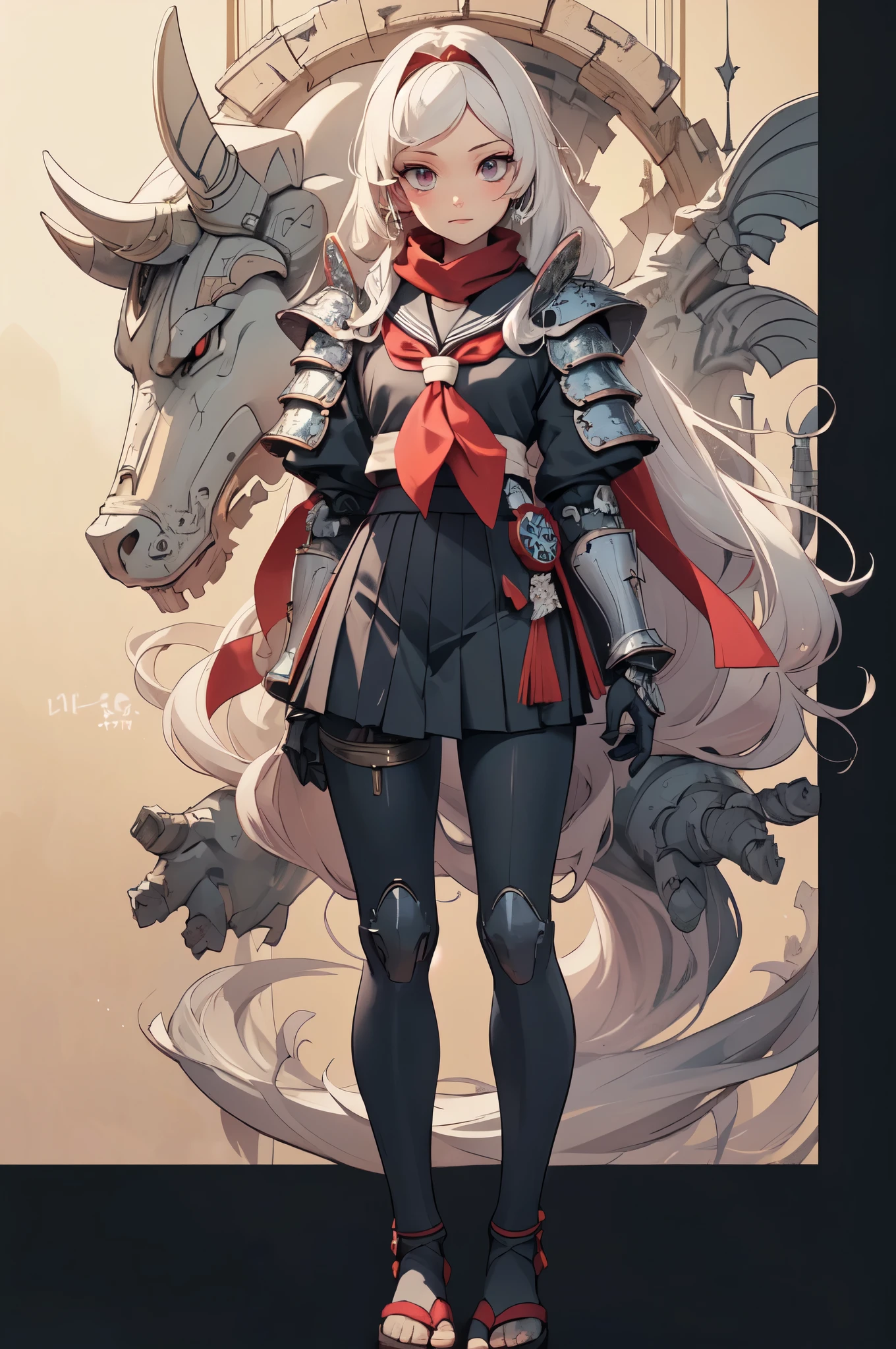 ((Highly accurate drawing in every detail)Extremely precise depiction)[High resolution],(detailed illustrations,とてもfineで緻密な描画,Delicate drawn lines with tempo,Realistic texture expression),[color traced main line][midnight wilderness],(Cyborg Girl Japanese Beauty ([muscular]SKINNY)17 years old) straight long hair,(Jet black SAMURAI armor(sailor collar[red scarf][[sailor suit]]))[[hair band[ribbon]]][Fitting rubber inner][transparent material[frills]],[high contrast:0.4],(intricate and beautiful decoration [Dense detail]),(Fine and beautiful skin expression [transparency]),((Precisely drawn eyes))[完璧な目のdetailed((Beautiful eyes like jewels)Iris drawn in precise detail)[clearly drawn pupils]],[eye light[Pinpoint lighting for the eyes]],[long and beautiful eyelashes],[precisely drawn hair [美しく艷やかな髪のdetailed]],(完璧な手のdetailed [Fingers without breakdown [beautiful nails]]),(perfect anatomy(perfectly balanced proportions))[[full body portrait]],[[Highly constructed design]][ideal color coordination(Accurate simulation of light and material interactions)],([precision detail](detailed,高fine)),[Visual art that tells a story],((highest quality)fine[[High density drawing]])(4K quality).