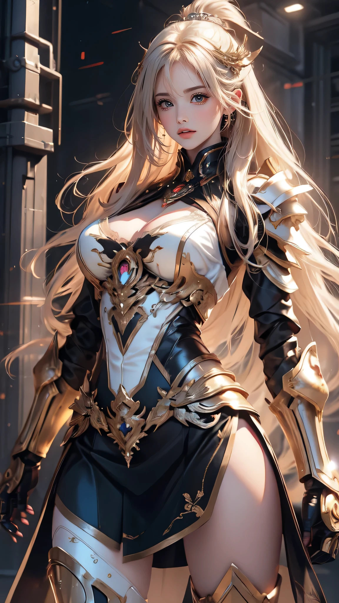 (masterpiece,top quality,high quality)), ((8K wallpaper unified with high definition CG)), (huge stunning mysterious archery hunter, jaw dropping beauty, long cleavage, perfect proportions, beautiful body, slim body beauty:1.1), ((beautiful blond hair and hunter outfit fluttering:1.4)), huge breast and huge butt