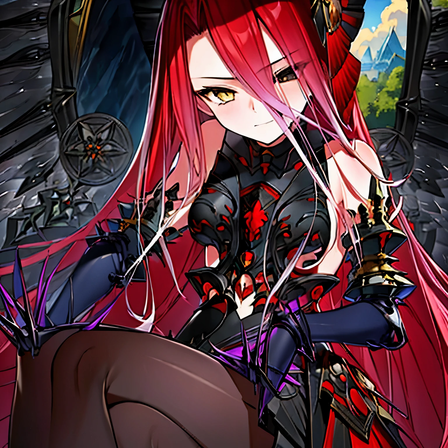 (masterpiece:1.2,best quality:1.2), 1 girl, alone, Detailed golden left eye, Right eye turns black, indoor, painting, bright colors, soft light, intricate hair, flowing skirt, Emotionless expression, surreal atmosphere, antique furniture, Luscious green plants, There are intricate patterns on the wall, Richly textured floors, Shadows and highlights emphasize depth and dimension, wide angle viewing angle, thin strokes.