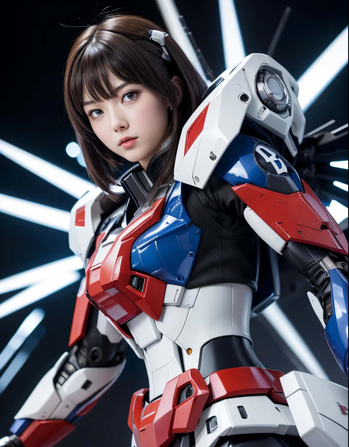 Super detailed, advanced details, high quality, 最high quality, High resolution, 1080p, hard disk, beautiful,(gundam),beautifulサイボーグの女性,Mecha cyborg girl,battle mode,Mecha body girl,彼女は未来的なgundamメカを身に着けています