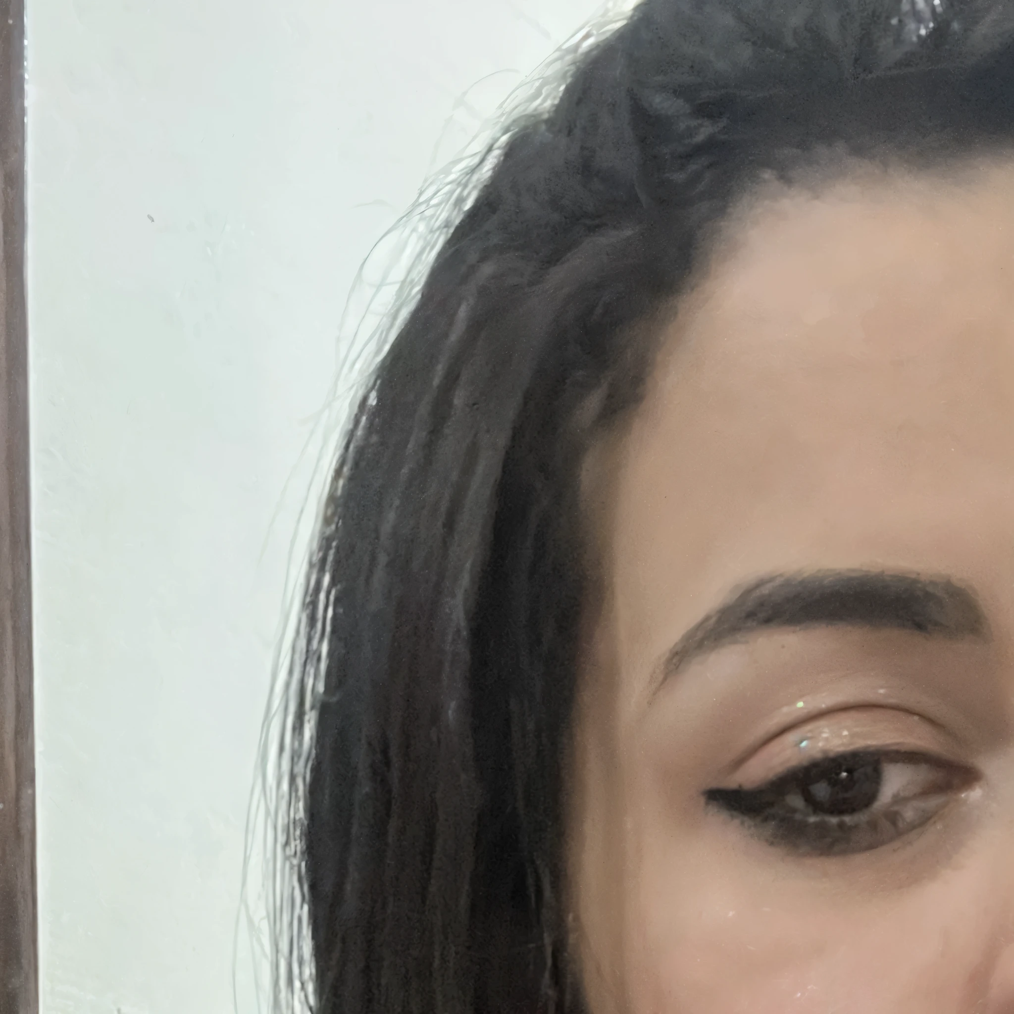 mulher arafada com longos cabelos pretos em um banheiro tirando uma selfie, looks like fabiula nascimento, 18 anos de idade, foto frontal, Angelawhite, ayahausca, malika favre, 22 anos de idade, 1 6 anos, Mulher de 3 0 anos, 21 anos de idade, mulher de 30 anos