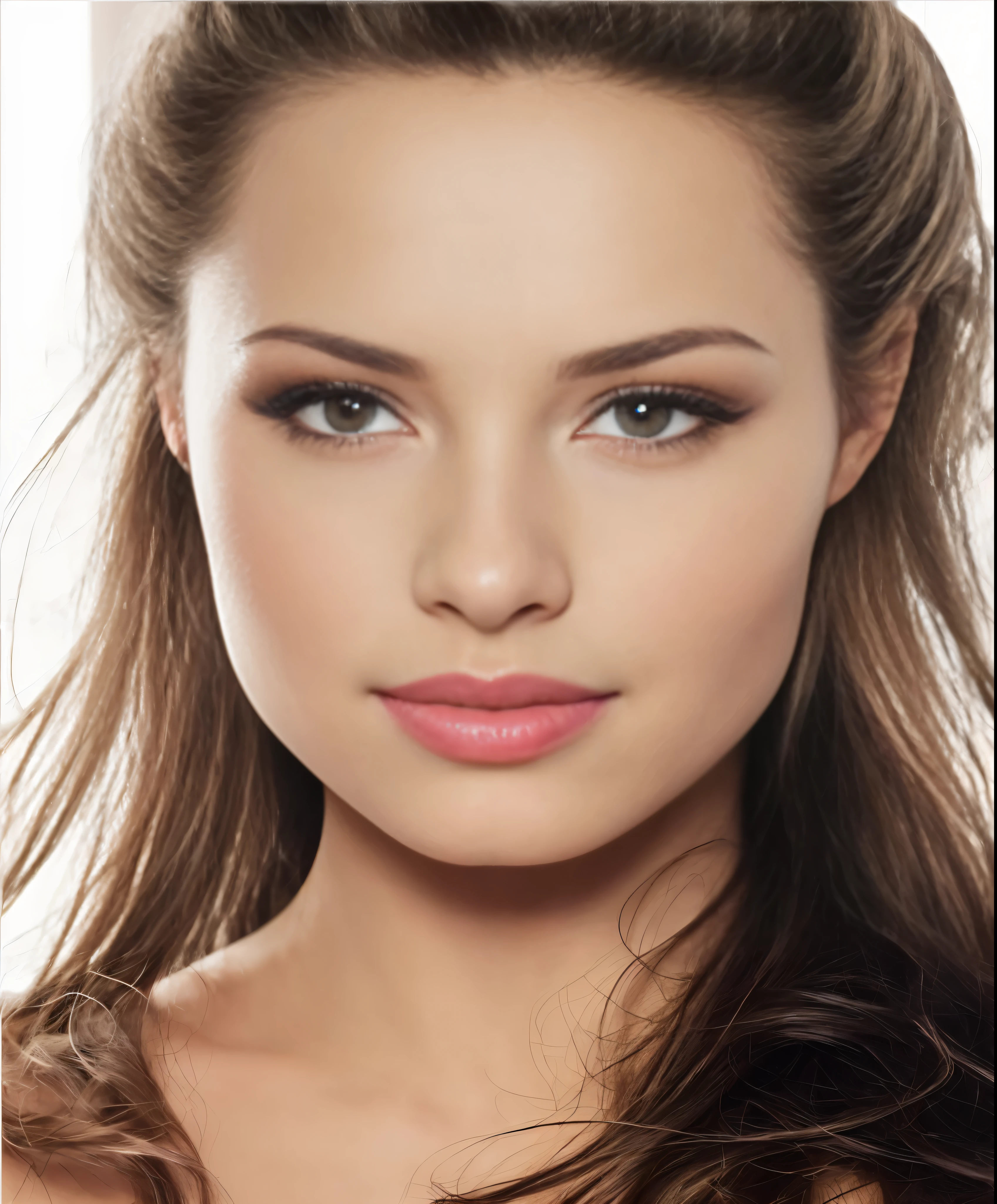 Close-up of a woman with long hair and pink lipstick., photohermoso rostro realista, cara hermosa y piel perfecta, hermoso rostro realista, hermoso rostro femenino, rostro femenino atractivo, hermoso rostro femenino, cara hermosa y atractiva, perfect face model, rostro femenino atractivo!!!, Mujer Cara Hermosa, hermoso rostro femenino, Hermosa cara perfecta, hyperhermoso rostro realista, hermosa cara atractiva