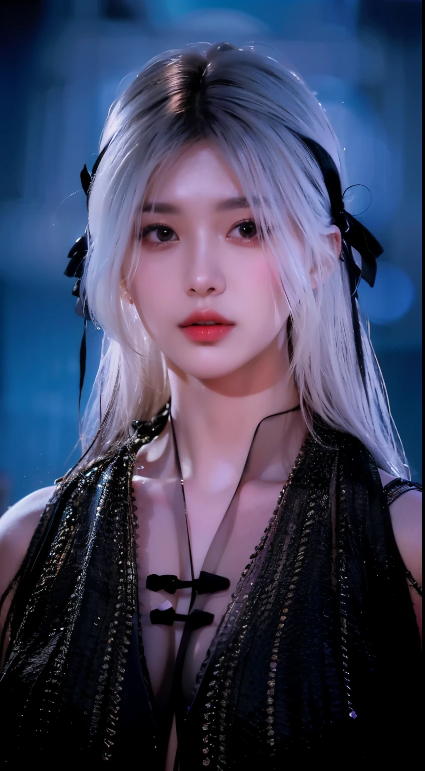 (8k, RAW photo, photorealistic:1.25) ,( lipgloss, eyelashes, glosace, glossy skin, best quality, ultra highres, depth of field, chromatic aberration, caustics, Broad lighting, natural shading, Kpop idol) looking at the audience With serenity and goddess-like bliss, big breastig breastig titull body,