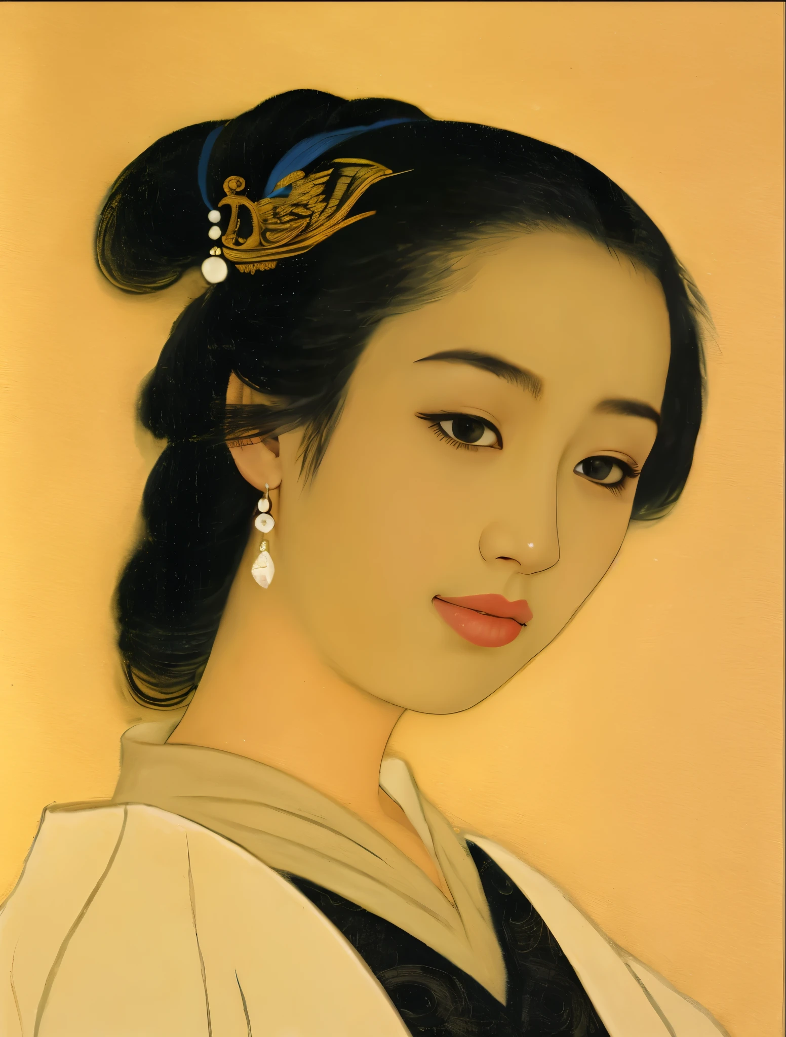 Li Qingzhao,poet,song,Paired with white earrings,hair tied up,Small Eyes,thin eyebrows,Little mouth,Oval face