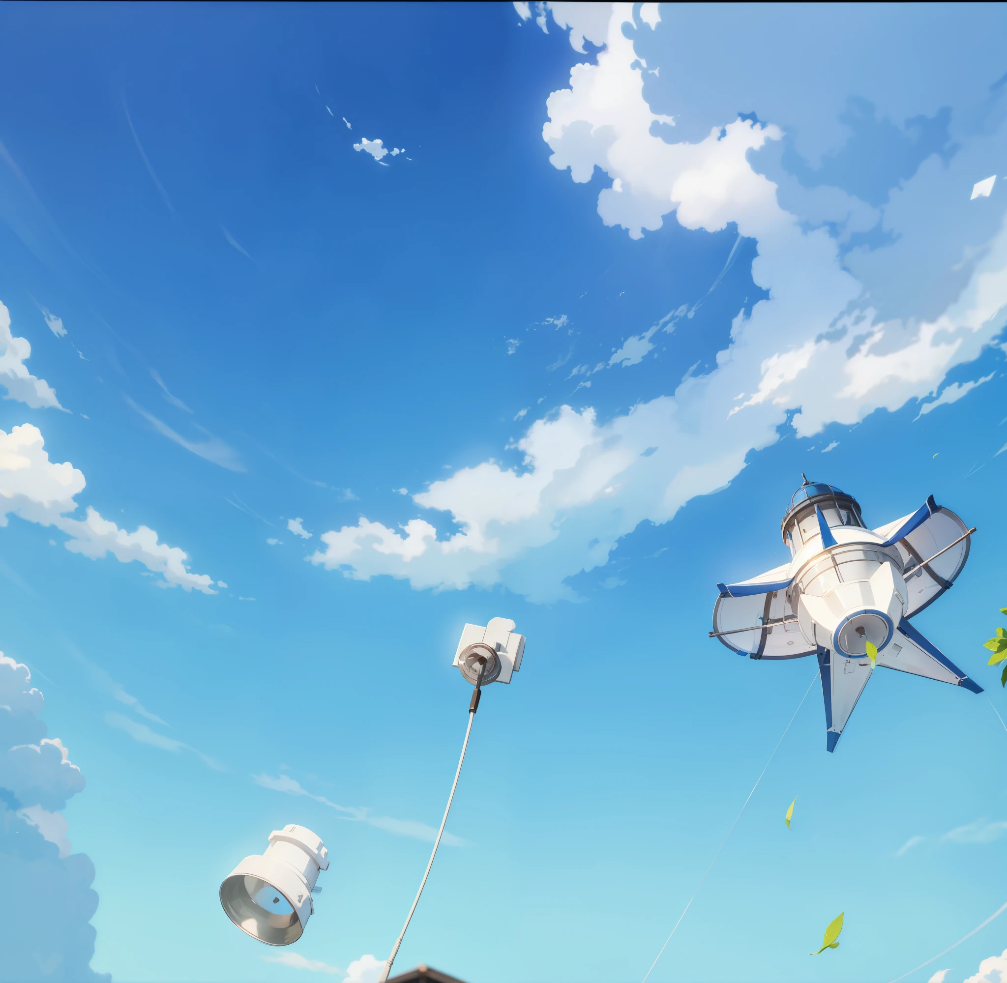 simple, pure blue sky, a few white clouds