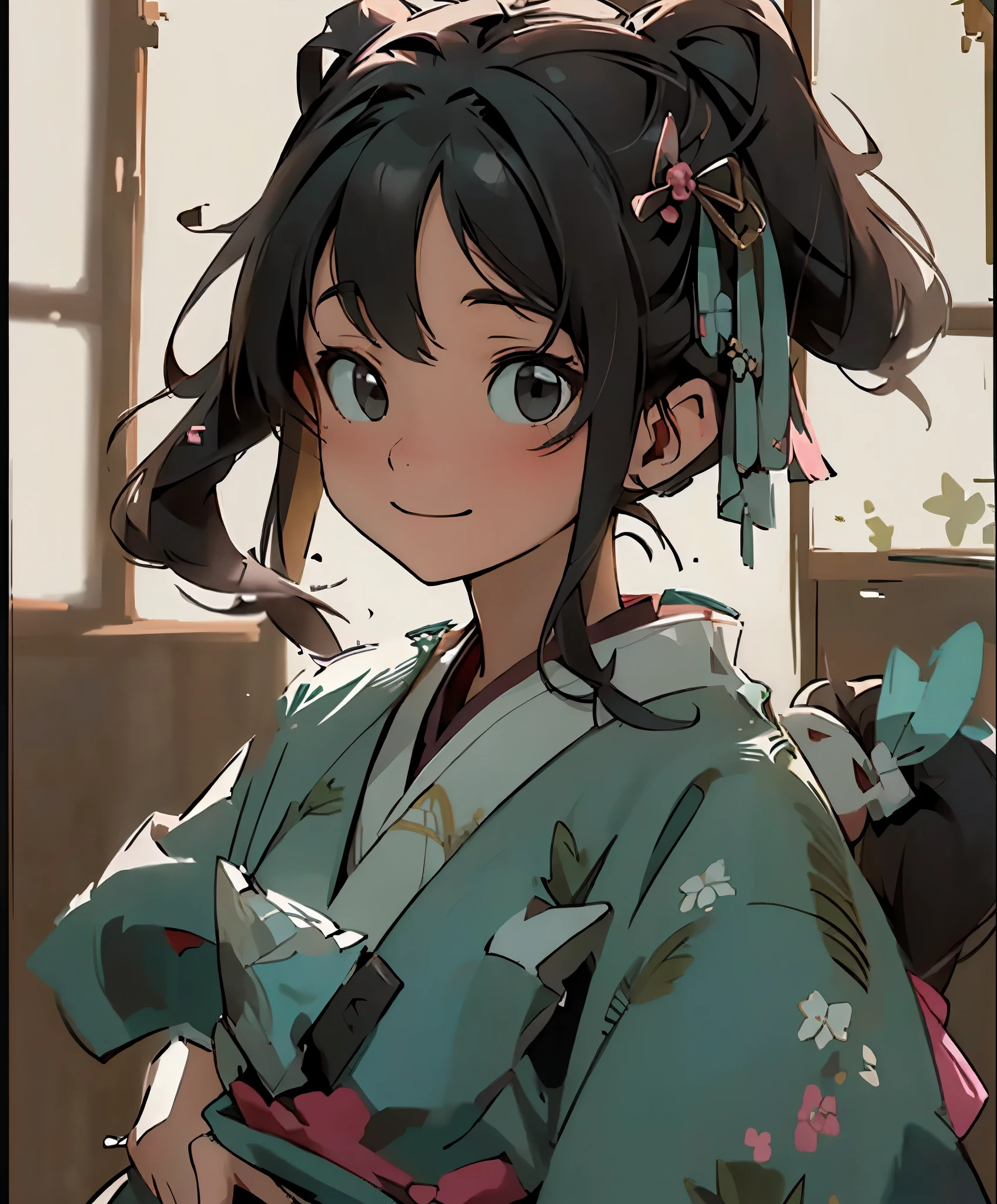 (masterpiece、highest quality、highest quality、official art、beautiful beautiful:1.2)、(1 girl:1.3)Hatsune Miku、twin tails,table top, highest quality, High resolution,,(hashikuji mayoi),look at me and smile,((Meiji period~Showa era nurse)),(classic maid clotheentholatum