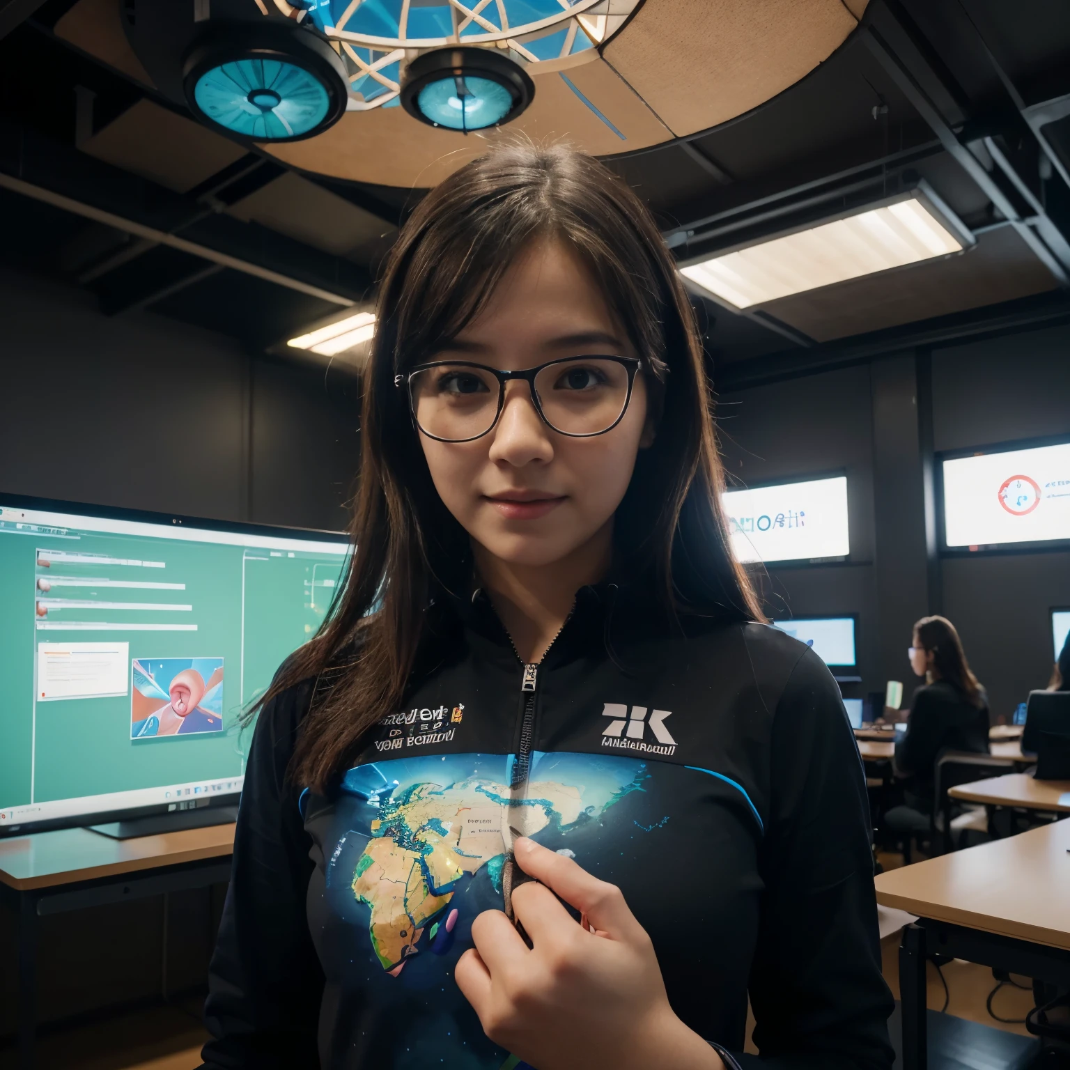 AI in Education
(best quality,4k,8k,highres,masterpiece:1.2),ultra-detailed,(realistic,photorealistic,photo-realistic:1.37),portraits,landscapes,concept artists,beautiful detailed human faces in a futuristic classroom,futuristic classrooms with holographic displays and interactive whiteboards,students wearing augmented reality glasses and interacting with virtual teachers,advanced AI algorithms analyzing student performance and providing personalized feedback,innovative educational tools powered by AI assisting students in their learning process,students collaborating with intelligent robots to solve complex problems,advanced AI simulations recreating historical events for immersive learning experiences,AR and VR technologies allowing students to explore distant places and historical moments,students using AI-powered language learning apps to improve their linguistic skills,AI-driven learning analytics providing valuable insights to educators for effective pedagogy,colorful and vibrant illustrations depicting AI as a friendly and supportive companion in the educational journey,students engaged in AI-driven coding activities and programming their own intelligent machines,exciting and imaginative sci-fi scenarios showcasing the future potential of AI in education,students of various backgrounds and cultures embracing AI as a bridge for global collaboration and cultural exchange,vivid colors and dynamic lighting capturing the excitement and energy of AI-powered education in action.