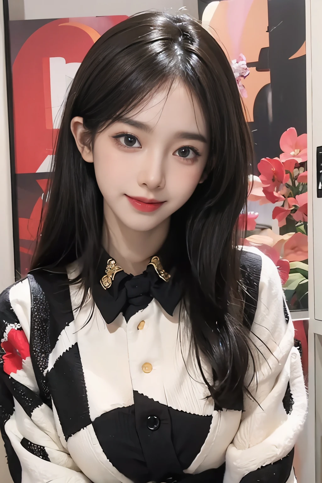 ((highest quality、8K、masterpiece:1.3))、sharp focus:1.2、(genuine、photogenuineistic:1.37)、(shining smile:1.2)、beautiful face woman、28 years old、pointed chest、long eyelashes、colored contact lenses、big breasts 、delicate、very fine eyes、highly detailed eyebrows、(sharp eyebrows)、(thin eyebrows).highly detailed face、(((beautiful feet:1.3)))、((beautiful breasts:1.3)、(brunette tousled hair)、(28 years old女性:1.2)、 (very detailed), (Bright colors), (attractive texture), (modern aesthetics), (Artistic talent), (creative composition), (unique concept), (High quality illustrations), (professional artistry), (bold outline:1.2), (captivating gaze), (Contemporary style), (Eye-catching design), (whole body:1.3), school uniform,(brother:1.2),mini skirt,(Absolute area:1.3),(idol stage:1.3),