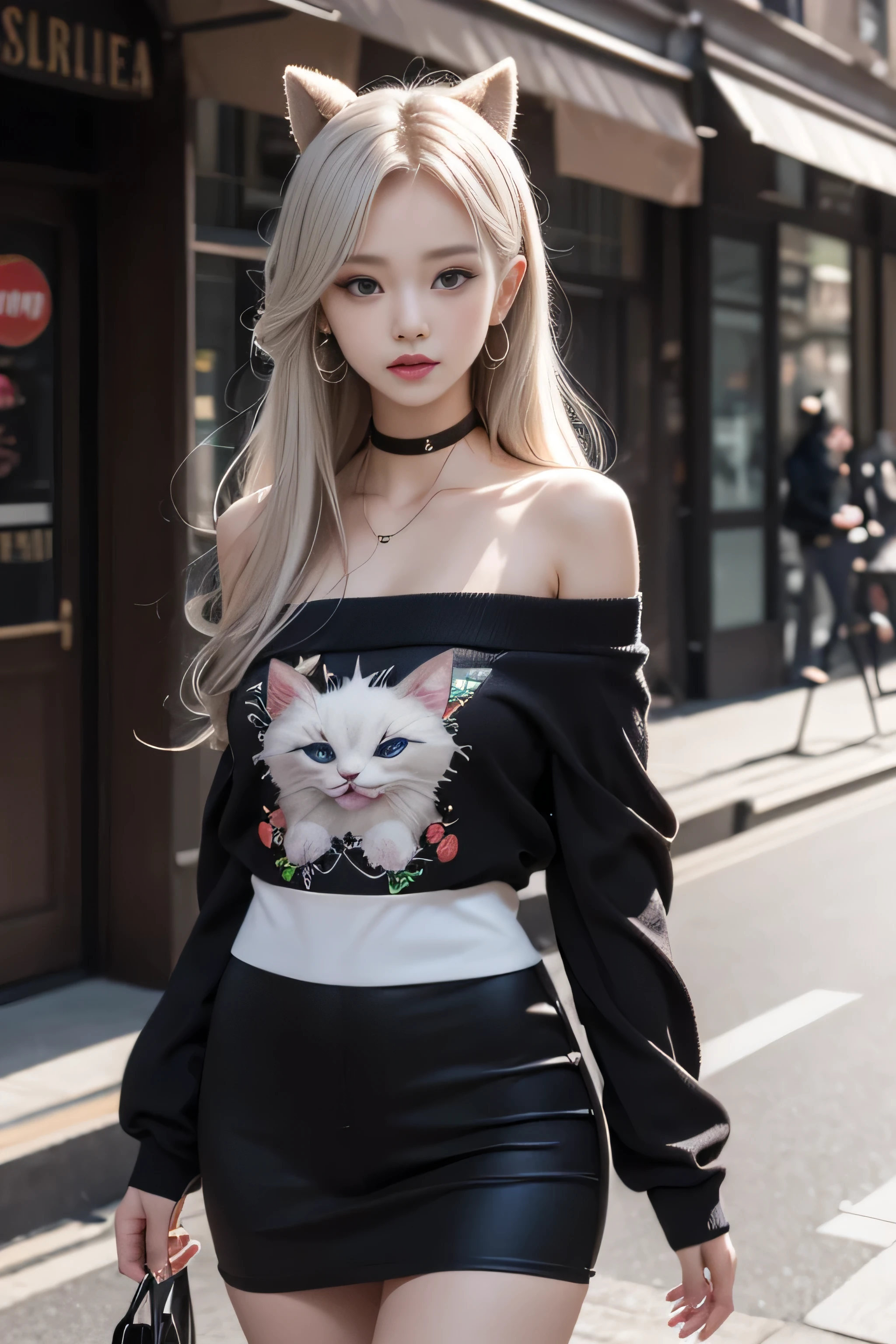 double whirlwind pattern design clothes,iris heterochromatic pupil,silver haired girl,free high resolution,off shoulder、