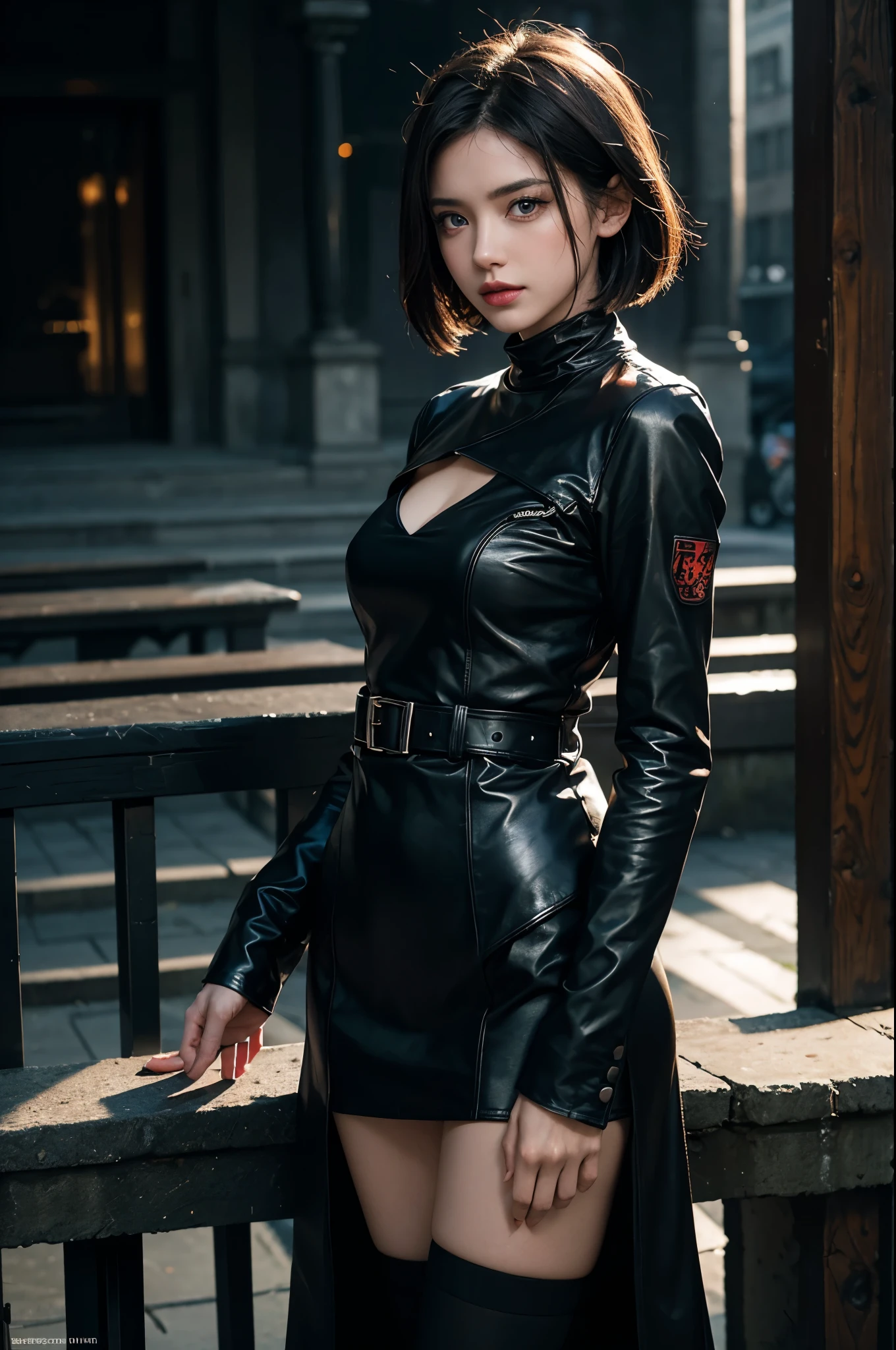 beautiful german women, red eyes, medium black futuristic haircut, grunge clothes {{{Nanjing }}},scale:14 steps:30 method:2, HDR, RTX, UHD, perfect, high quality, high detail, cinematic, photorealistic, beautiful, 4K, HDR, full shot, photorealistic, realism, color grading, photography, very detailed, focused, 8k, wallpaper, 32k, super resolution