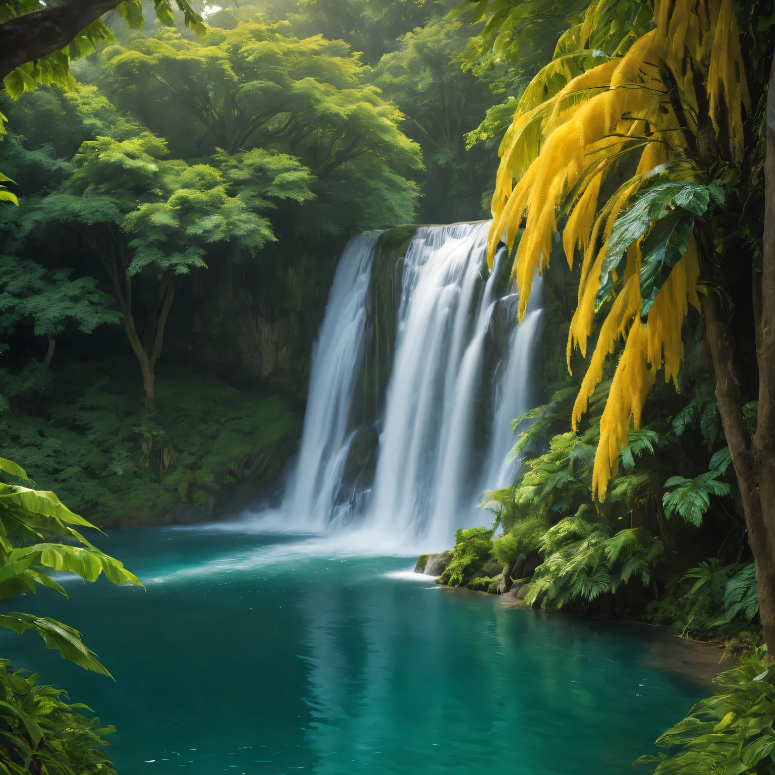 best quality,4k,high resolution,Super detailed (Fall:1.2),bright colors,sharp focus,landscape,photography,果树Fall,Beautiful and detailed water,lush green vegetation,dramatic lighting,sparkling water droplets,peaceful environment,majestic view,peaceful atmosphere,crystal clear swimming pool,natural wonders,fresh scenery