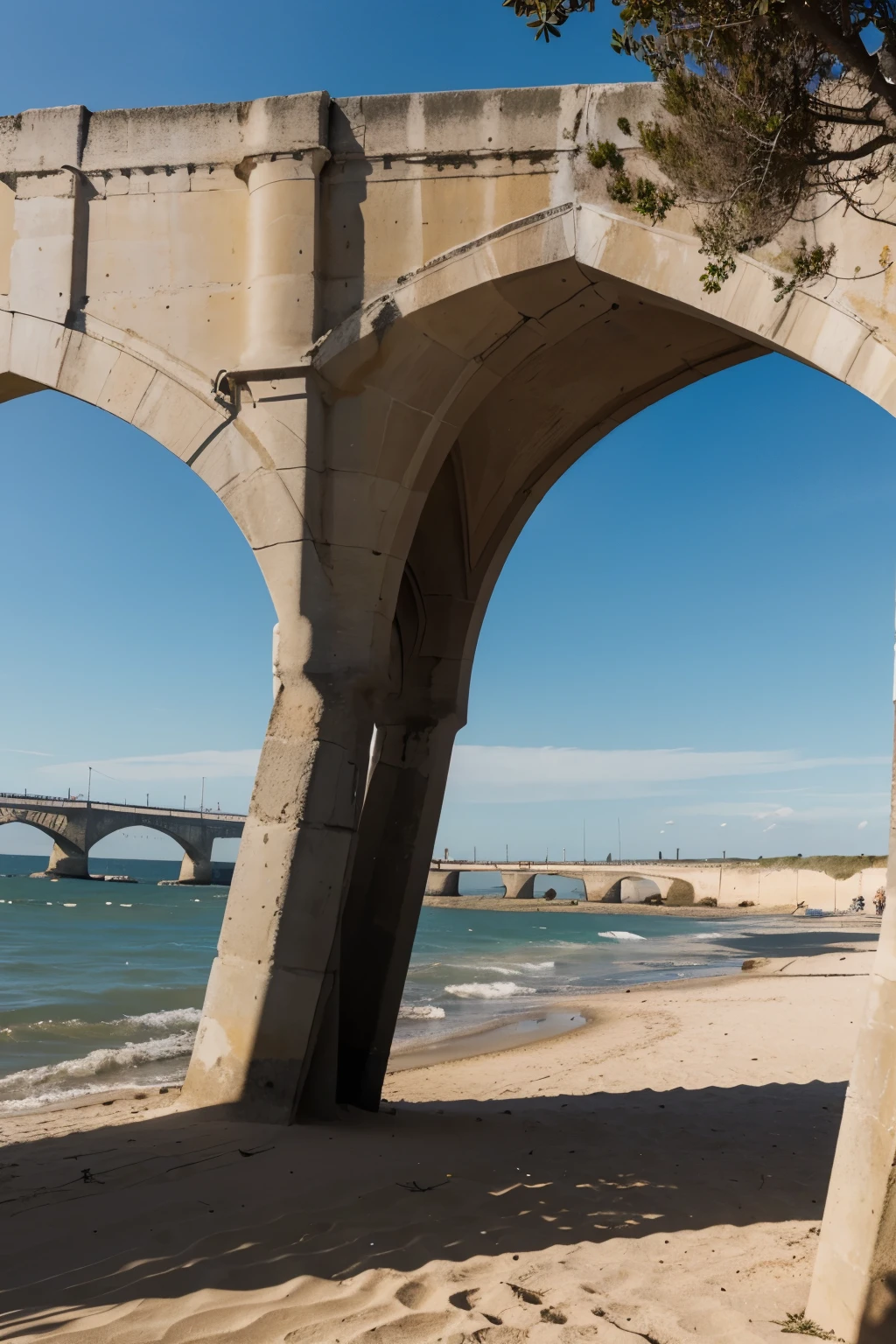 Ile de Ré bridge from Rivedoux beach, photo amateur et naturelle, ombres adoucies, soleil