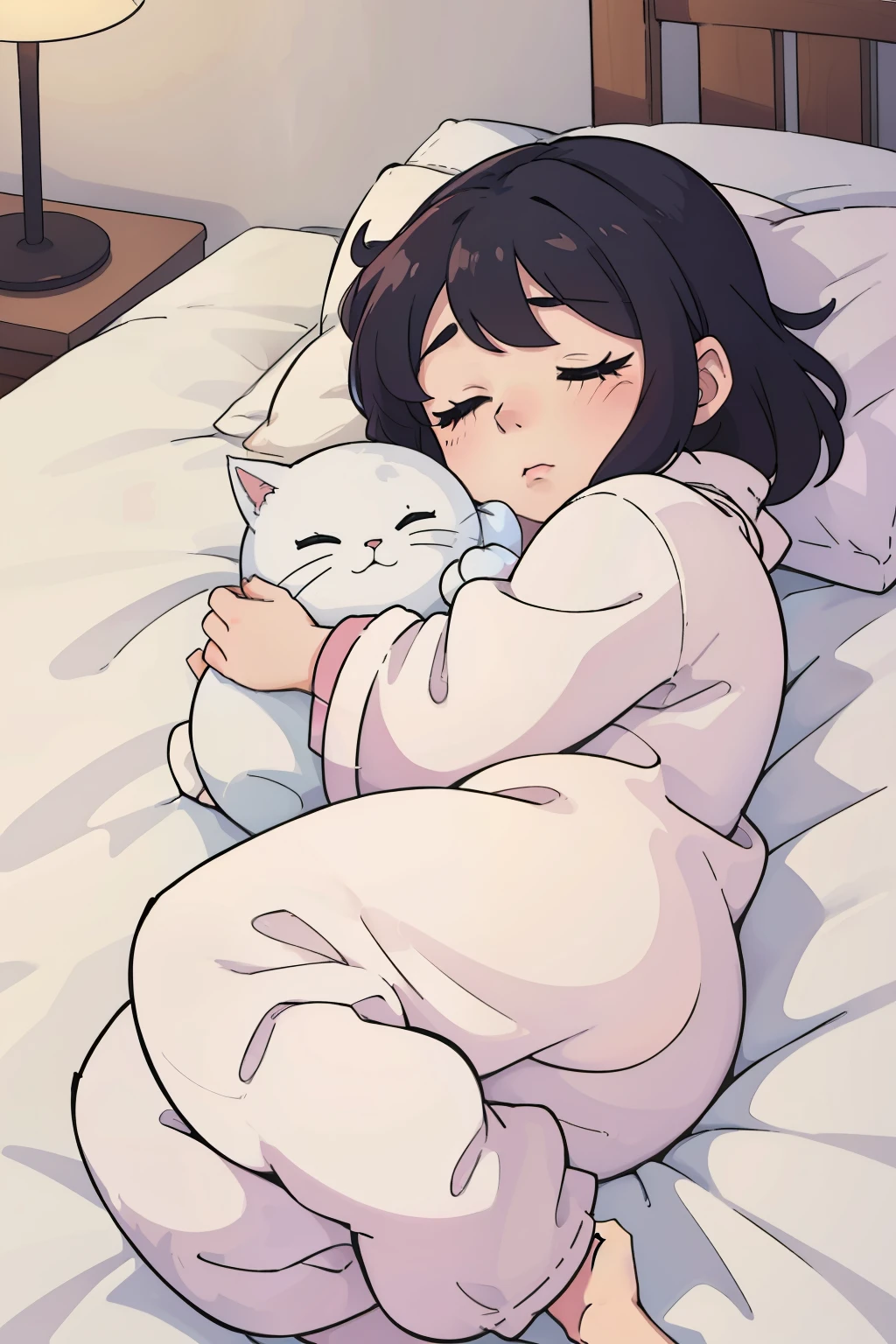 Be always sleepy, cozy cat nap, comfy bed, adorable kitten with closed eyes, soft pillows, peaceful pajamas, afternoon siesta, warm blankets, droopy eyelids, calm and serene atmosphere, gentle snoring, dreamland, restful position, serene expression, lazy afternoon, tranquil setting, cozy room, relaxing scene,alyasbed, sleepyhead, zzzz.

Best quality, Masterpiece: 1.4, charming cat nap, 8k resolution, snuggly kitten, fluffy pillows, cozy pajamas, sleepy afternoon, quilted blanket, realistic textures, melted shadows,