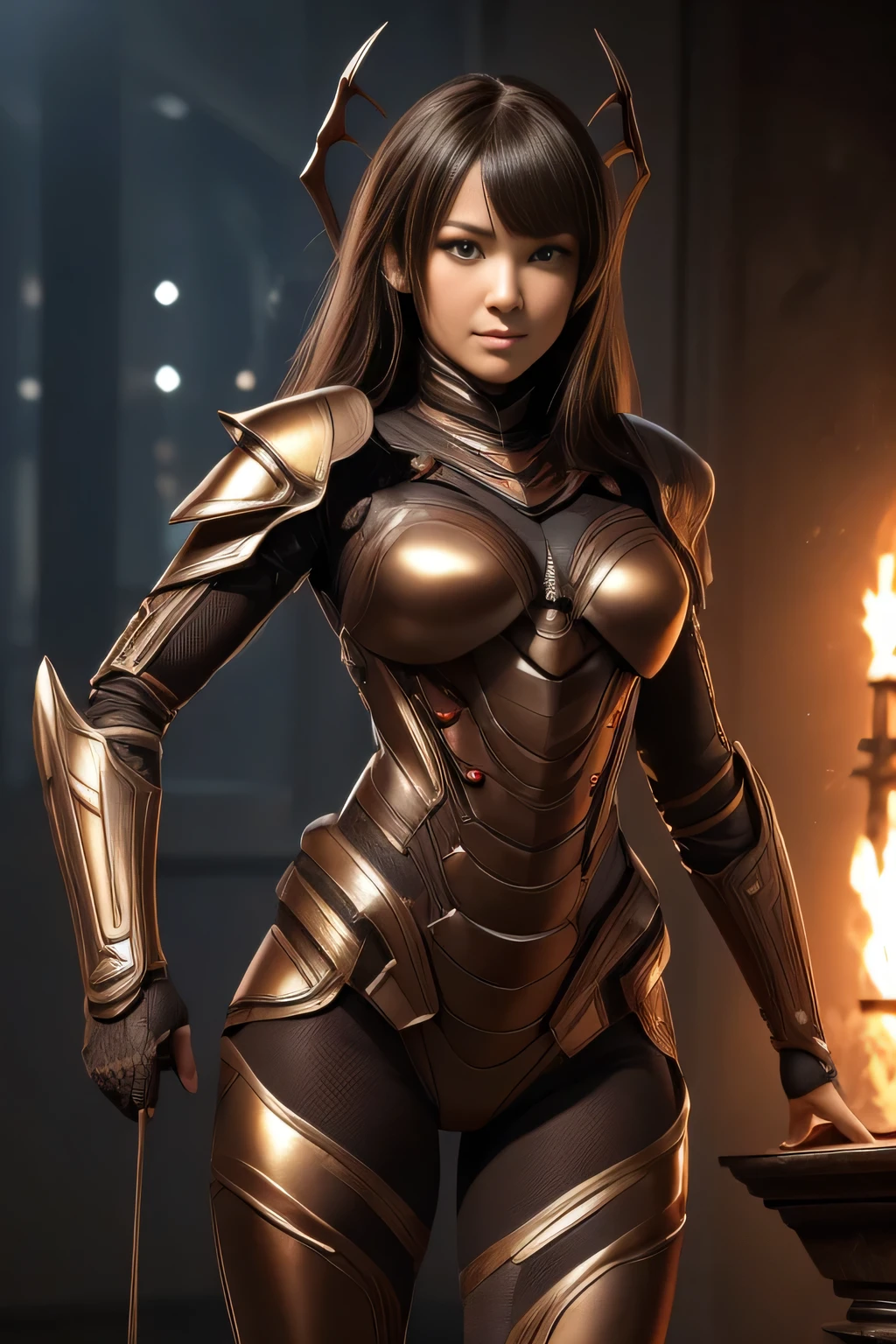 (High resolution,masterpiece,highest quality,Very detailed CG, anime, official art:1.4), realistic, photograph, amazing detail, everything is complicated, shiny and glossy,Amazing number of layers, 8K wallpaper, 3D, sketch, cute, figure,( alone:1.4), perfect female proportions,villain's daughter, (Fusion of dark brown cockroach and lady:1.4), (brown cockroach woman:1.2), (brown cockroach woman:1.2), (Fusion:1.2), (alone:1.4), (evil smile:1.2), muscular, abs, (Cockroach brown exoskeleton bio insect suit:1.4), (Cockroach brown exoskeleton bio insect armor:1.2), (brown transparent cockroach feathers:1.4), (Antennae of brown cockroaches:1.3),