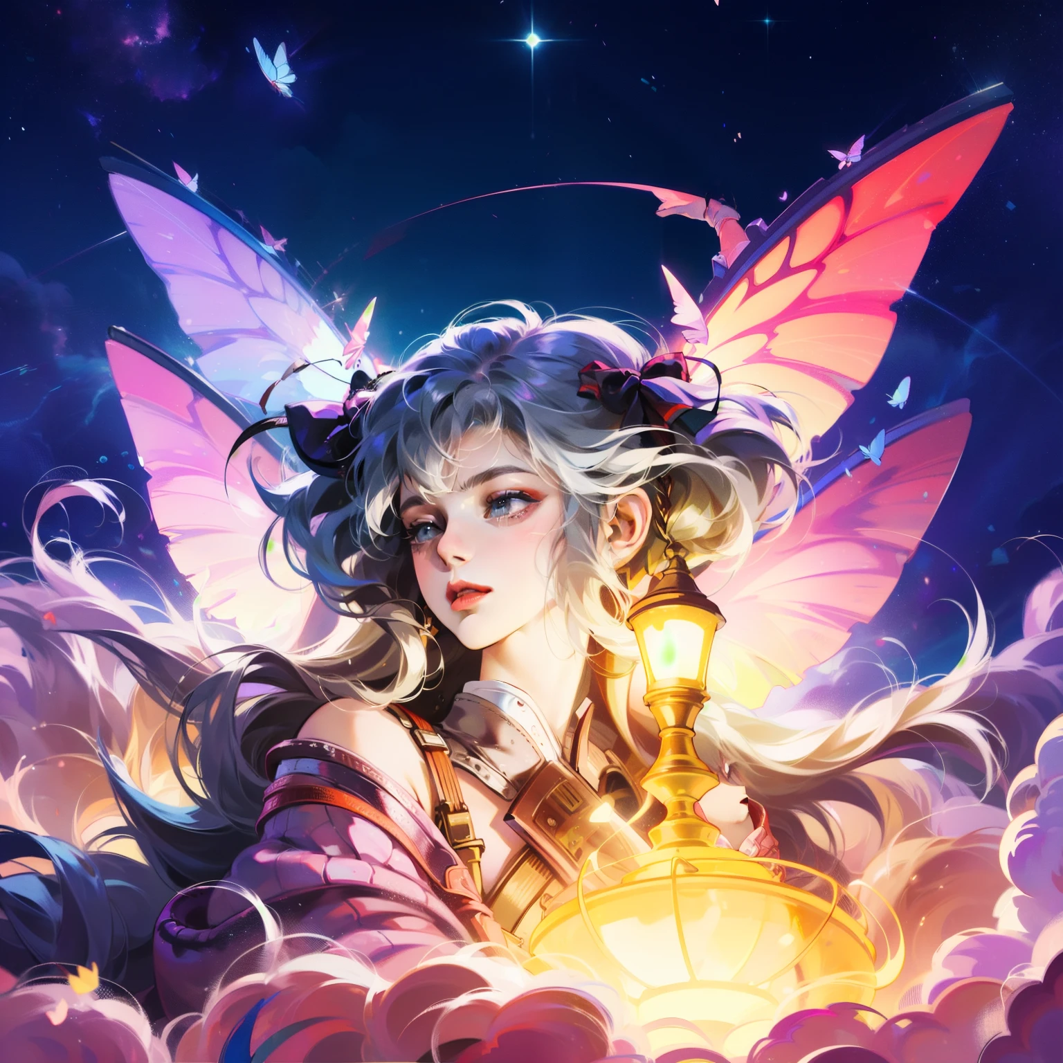 Butterfly,1Butterfly少女, beautiful detailed complex insanely detailed octane render trending on artstation, 8K art photography, lifelike, center, symmetry, painted, complex, Volumetric lighting, beautiful, rich deep colors masterpiece, sharp focus, Super detailed, Style by Dan Mumford and Mark Simonetti, astrophotography