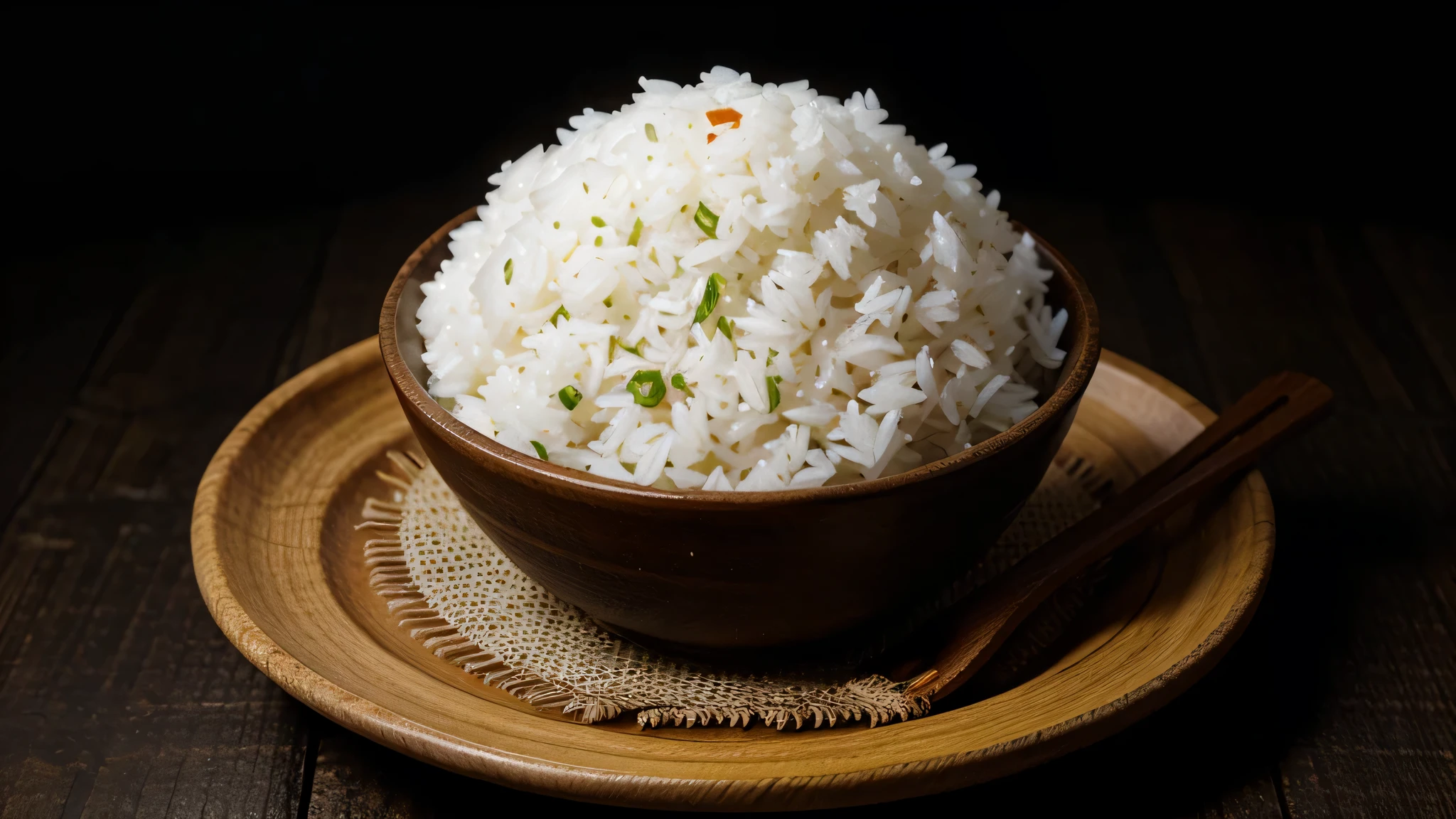 Simple bowl of rice with dark background