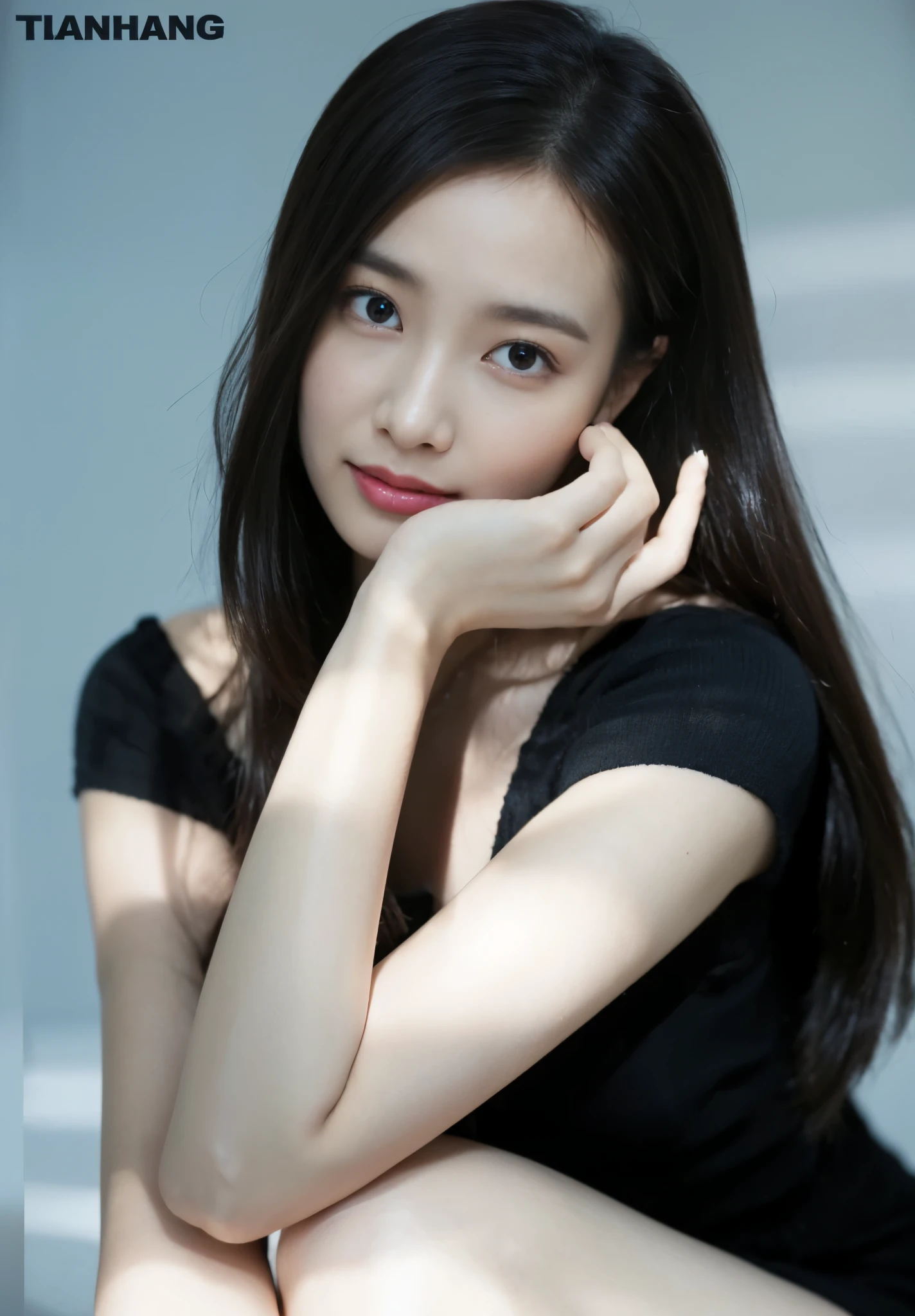 ((Masterpiece, Top image quality, high resolution、alone、skin shiny))(on the table, best quality, actual, super detailed, meticulous, high resolution, 8k wallpaper),huge breasts, Close-up portrait of a beautiful woman, like, smiling, light brown messy hair, Perfect dynamic composition, 美丽meticulous的眼睛, Just like the cover of a fashion magazine, on campus,Gorgeous costumes,hot stamping clothing,One of them is wearing a pink tulle dress,long black hair、8-year-old girl wearing pink bow hairpin sitting on the ground holding balloons,The white buds do not exceed the knees,girl'bedroom,pink girl'Room decoration。