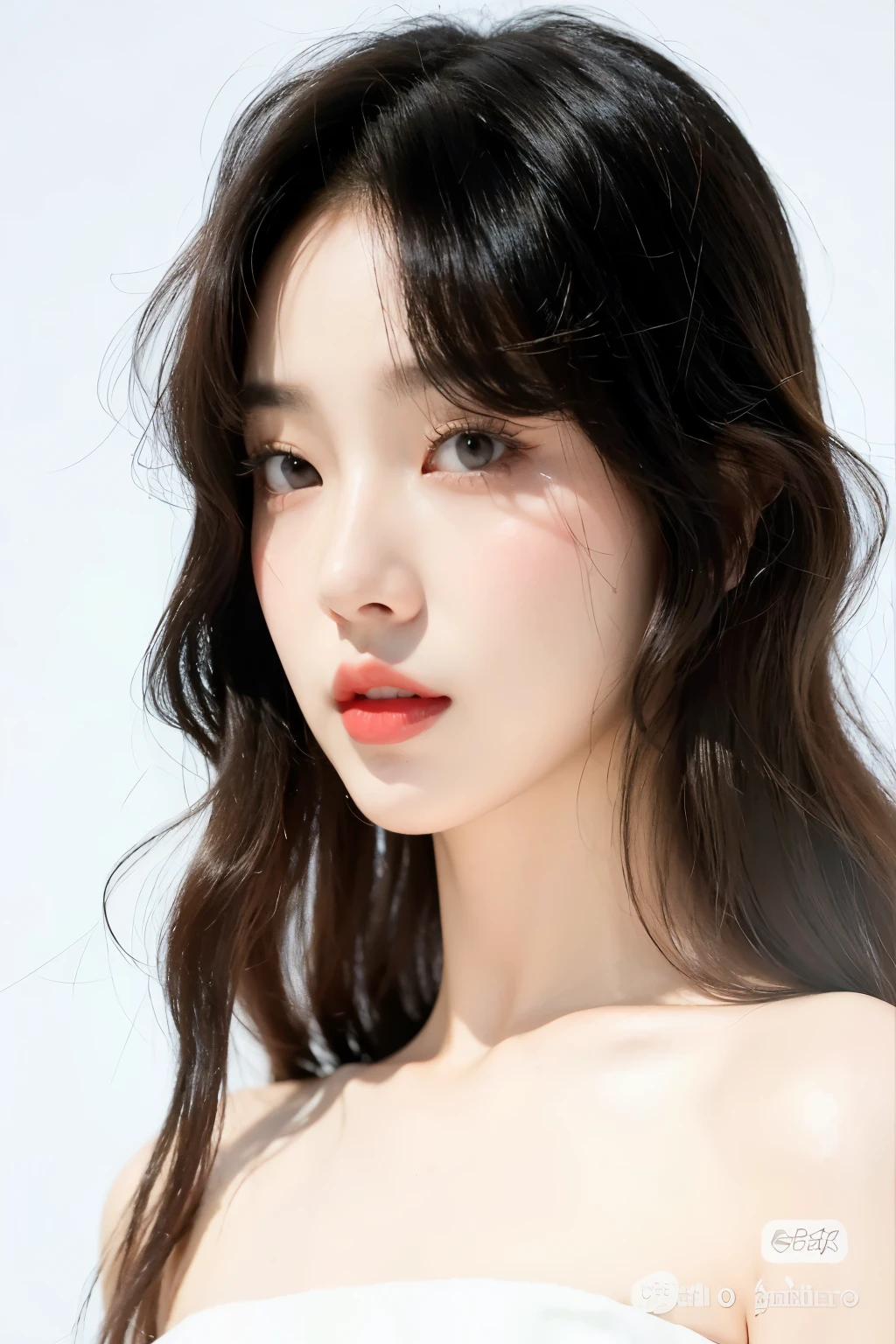 a closeup of a woman in a white dress and red lipstick, jinyoung shin, maquillaje popular de corea del sur, maquillaje coreano popular, jaeyeon nam, bae suzy, pale, snow-white skin, labios rojos tenues, inspirado en Yanjun Cheng, pale round face, Gongbi, kim taejin, con labios muy finos, la cara de absurdamente hermosa, Rosé Blackpink