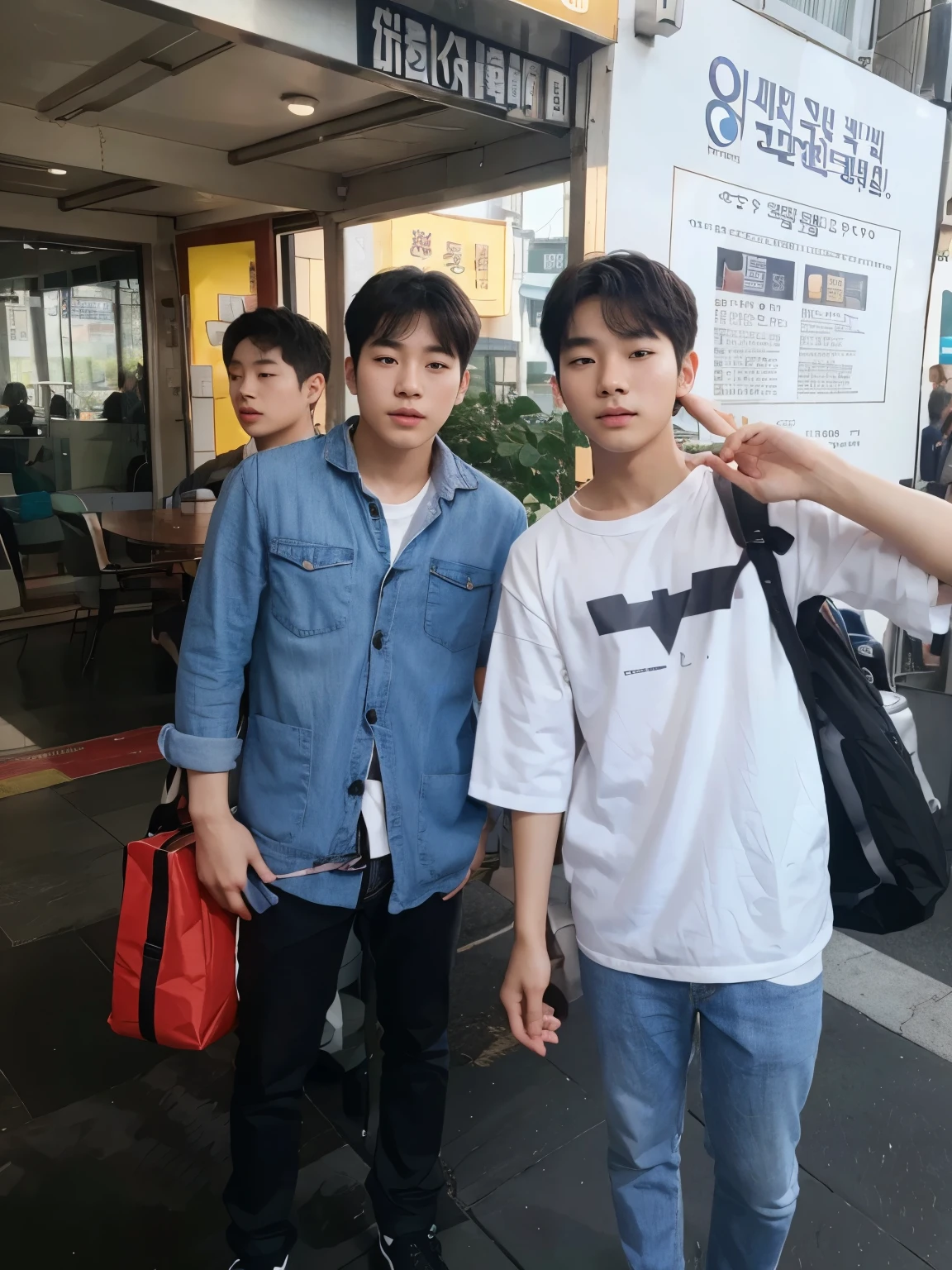 2 cute Korean boys , , rose white skin colour, high resolution extremely high detailed face unity 8k wallpaper portrait
