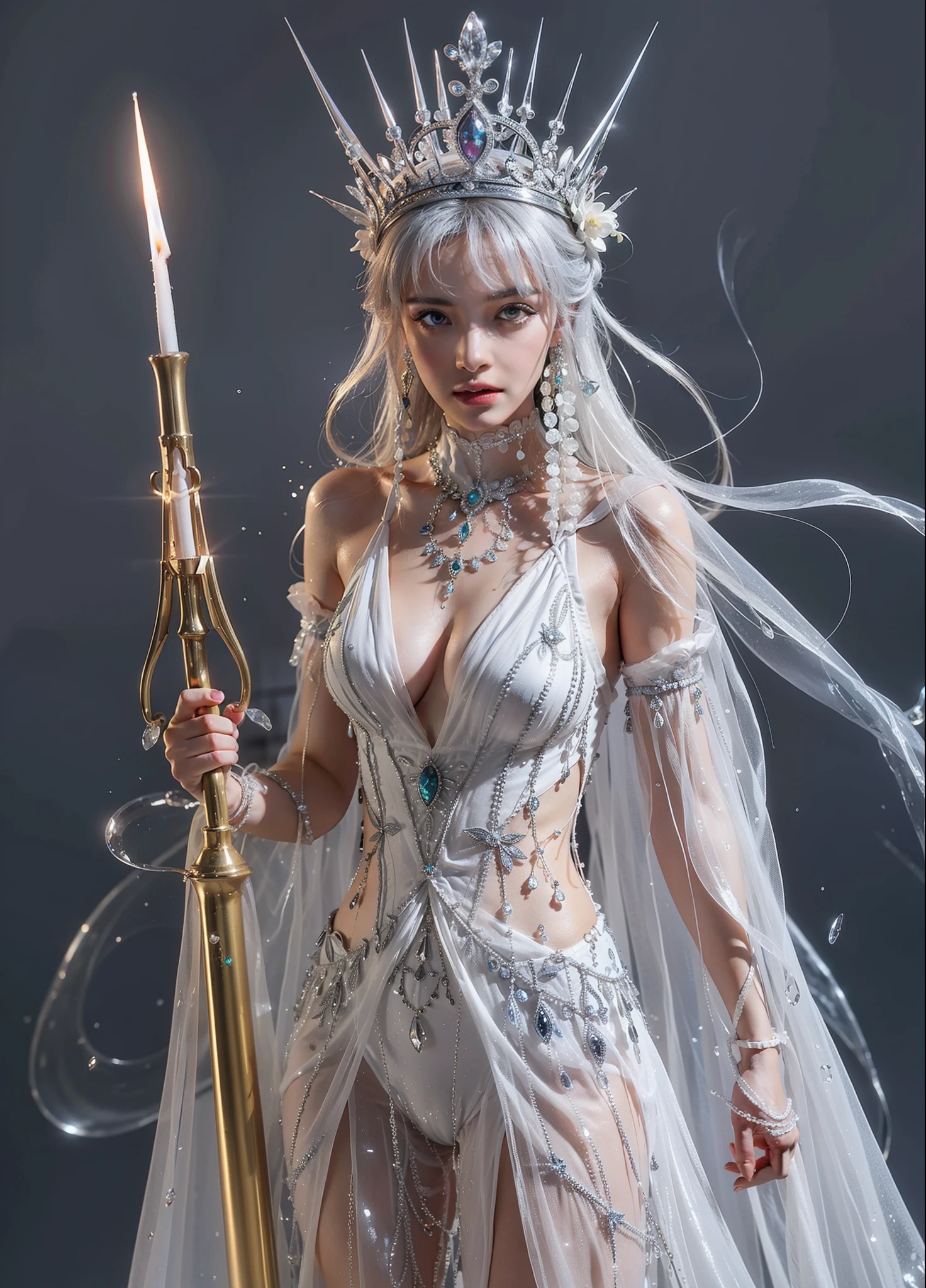 Royal sister,exquisite eyes,Frozen queen,put the crown on your head,Detailed facial expressions body,tall figure,Gorgeous,Leg length,4k,HD,Sensual,translucent lace,白皙plump figure,pretty face,Little cherry mouth,beautiful and delicious(3D royal sister),plump figure,gloss gel coat,Queen in luxurious dress,Crystal Gem Crown,crystal underweanger repair