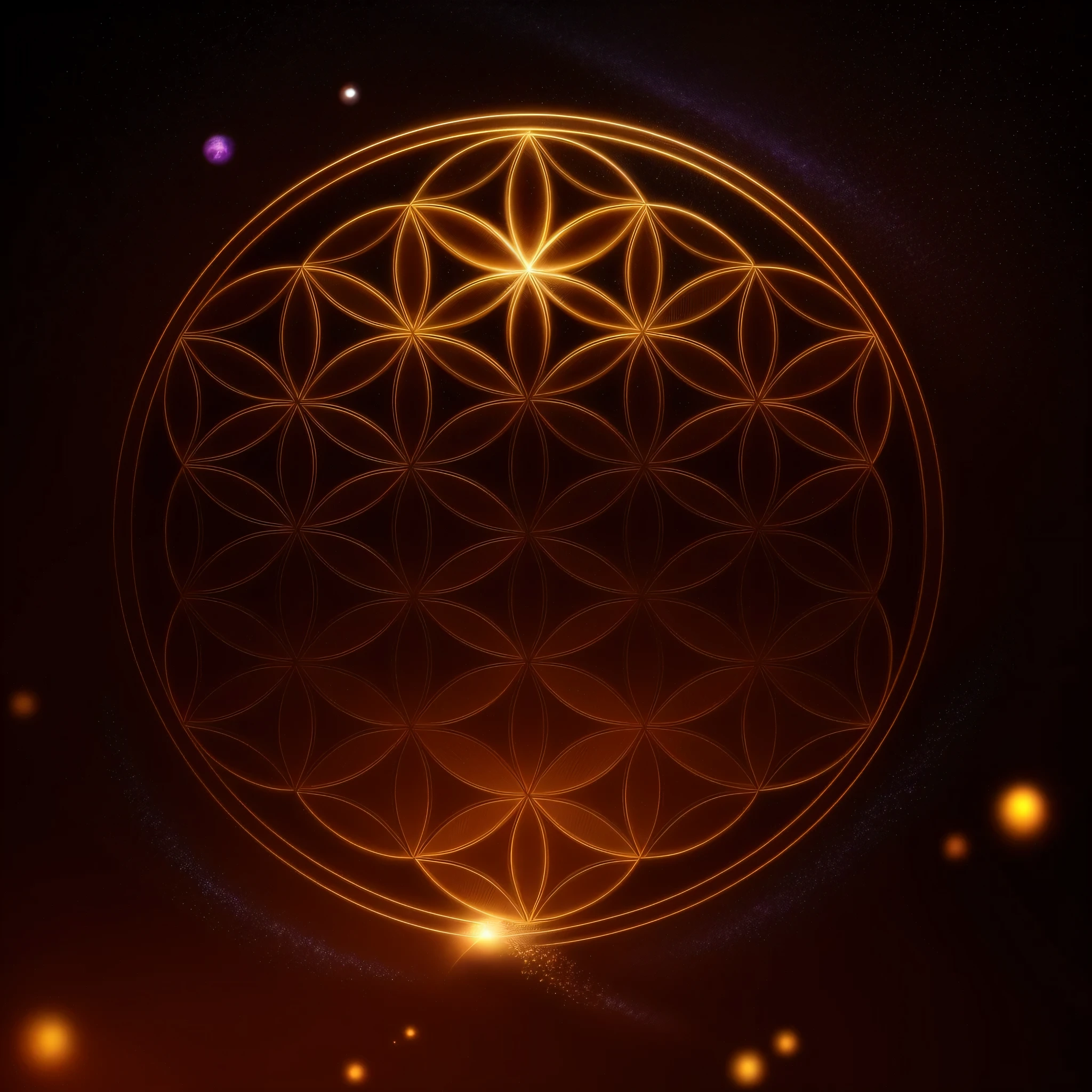 there is a golden flower of life on a dark background, flower of life, geometry and astrology, sacred geometry pattern, sacred geometry, overlaid sacred geometry, an abstract spiritual background, fractal sacred geometry, golden sacred tree, sacred geometry melting, golden ratio background, cosmic void background, cosmic tree of life, esoteric equation heaven, mystical and new age symbolism