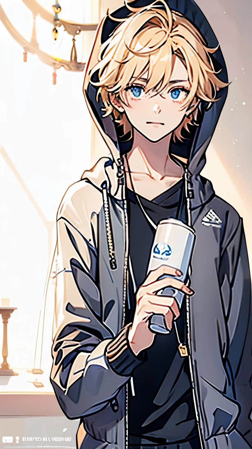 anime boy in a black hoodie, tall anime guy with blue eyes, , high quality fanart, 8k)), accurate depiction, young anime man, style anime, chilly