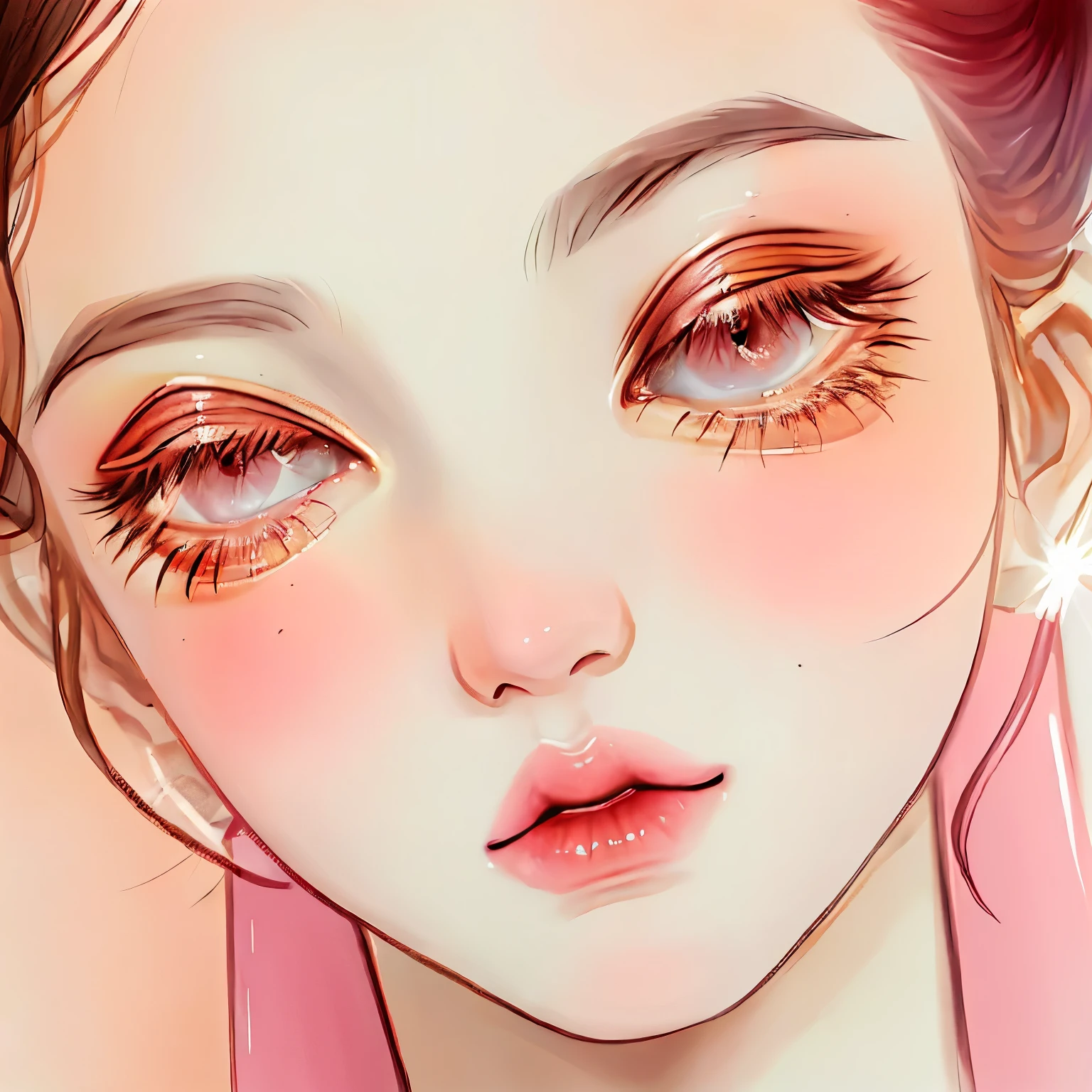 1girl, cute, makeup, mascara, eyeshadow, cheek blusher masterpiece, best quality