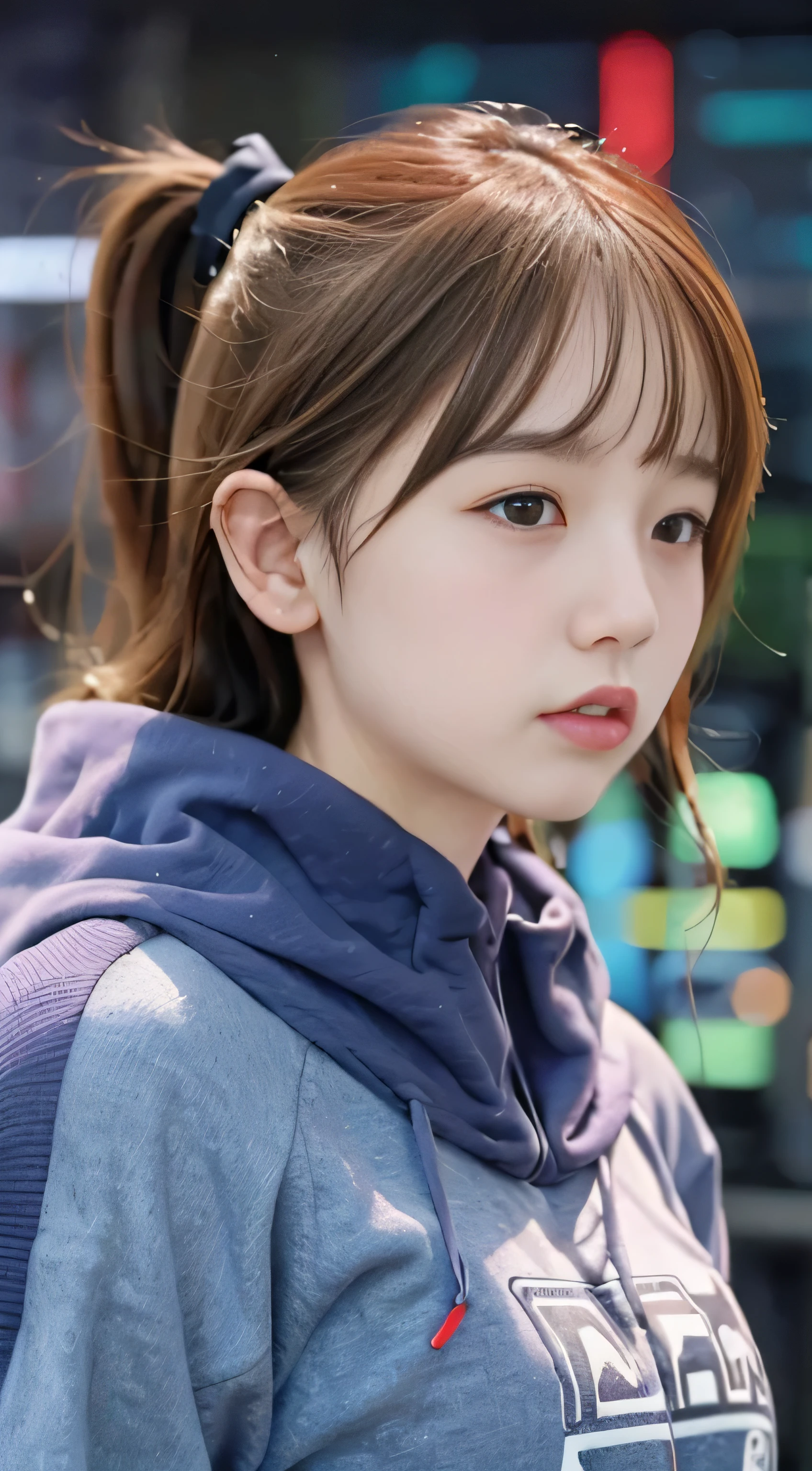Wear intricate cyberpunk streetwear, beautiful, girl, detailed portrait, 4K, bright colors, concept art, Dramatic movie-like atmosphere, sharp focus, volume lighting, cinematic lighting, studio quality
