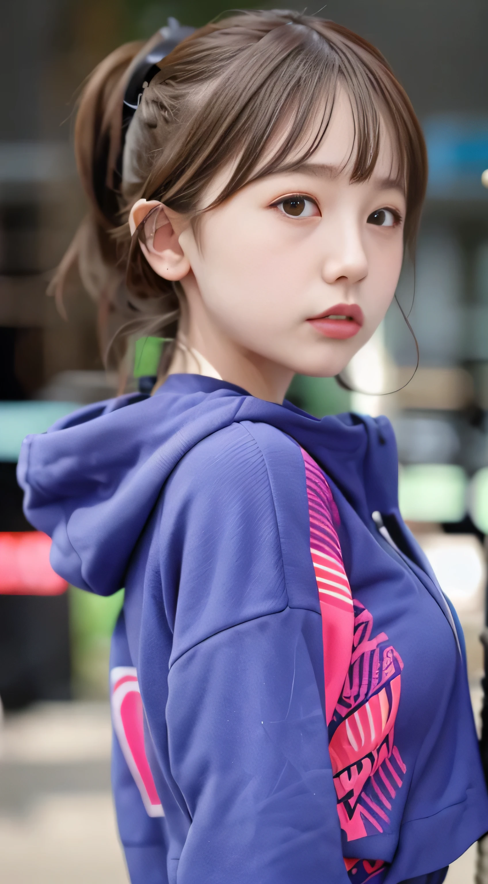 Wear intricate cyberpunk streetwear, beautiful, girl, detailed portrait, 4K, bright colors, concept art, Dramatic movie-like atmosphere, sharp focus, volume lighting, cinematic lighting, studio quality