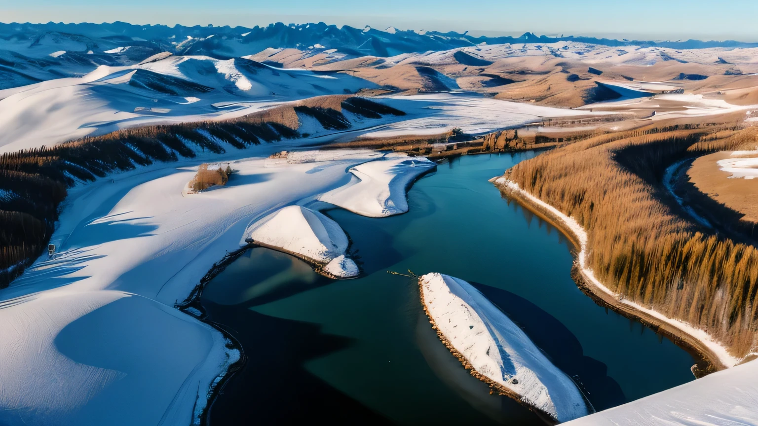 Aerial view. Paysage hivernal enneigé