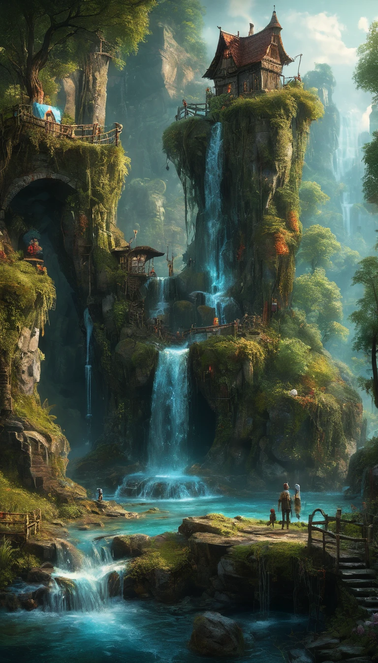 Waterfall by Alexander Jansson, best quality, masterpiece, Representative work, official art, Professional, Ultra intricate detailed, 8k