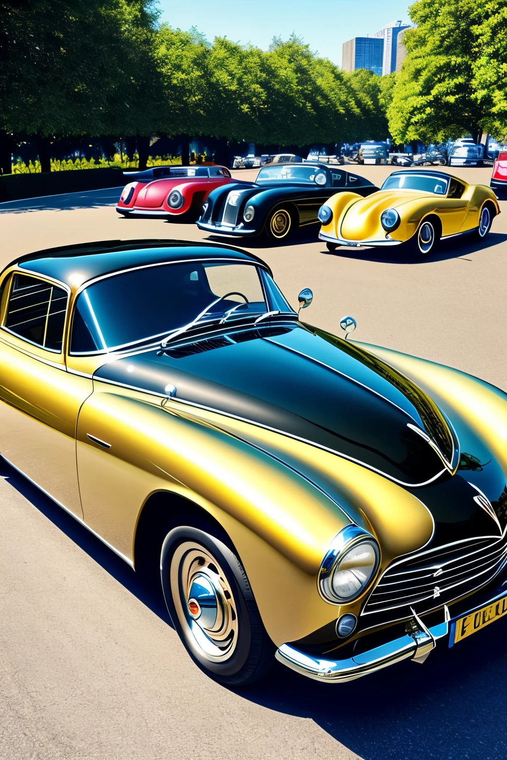 Have European cars gleaming in the sun, (luxurious:1.1), (vintage:1.2), (well-maintained:1.3), aligned in a row, (sleek:1.2), (exquisite:1.1), (beautiful:1.1), displaying their elegant curves and impeccable lines, (detailed:1.1), (intricate:1.1), (HD:1.2), (high-definition:1.1), (cinematic:1.1), a symphony of engineering and design mastery, (classic:1.1), (iconic:1.1), (tim